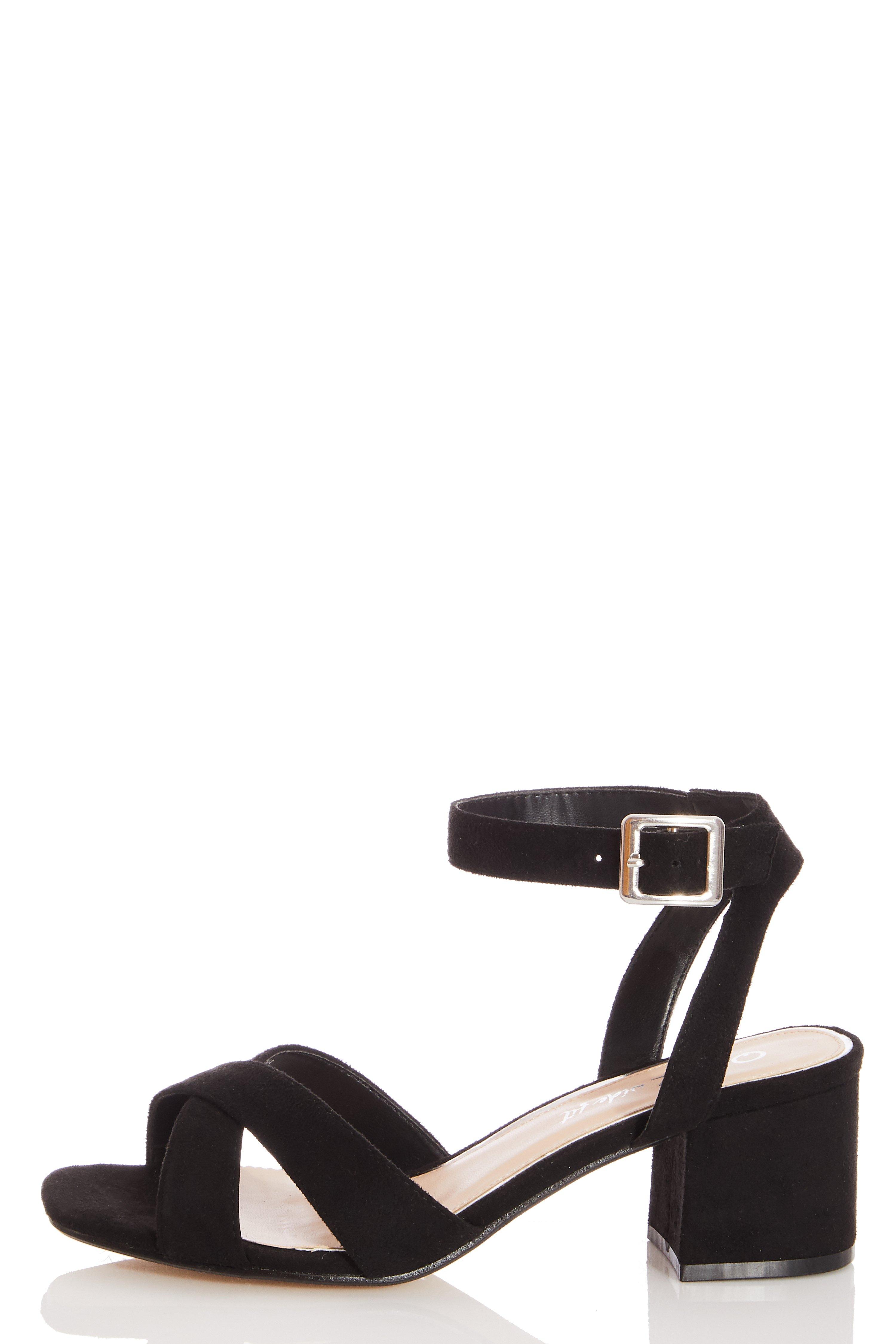 Wide Fit Black Faux Suede Sandals - Quiz Clothing