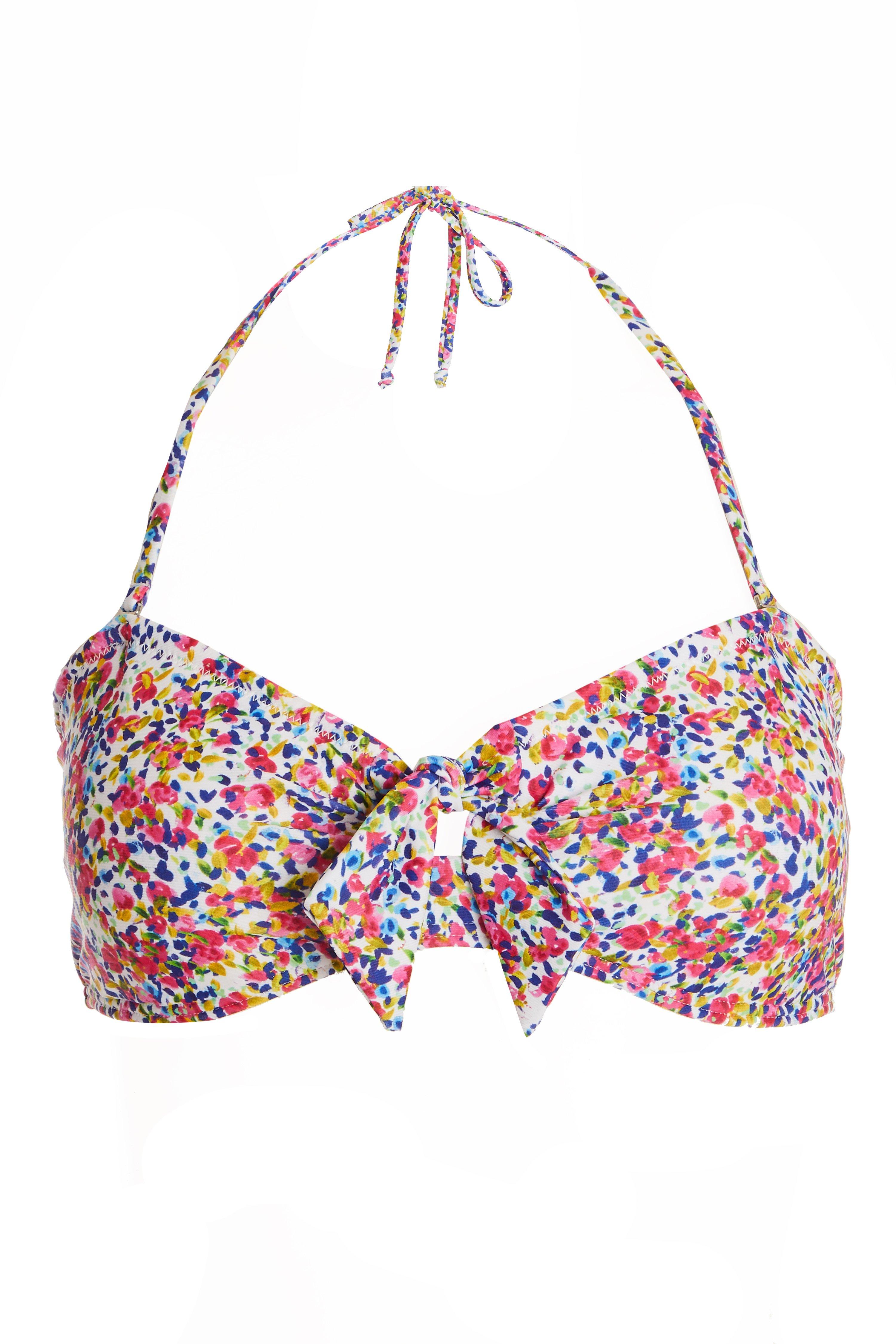 Multicoloured Floral Bikini Top - Quiz Clothing