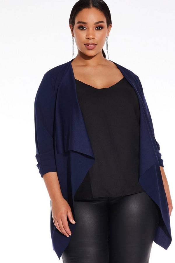 Curve Navy Waterfall Jacket - Quiz Clothing