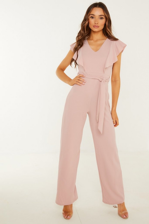Pink Frill Palazzo Jumpsuit - Quiz Clothing