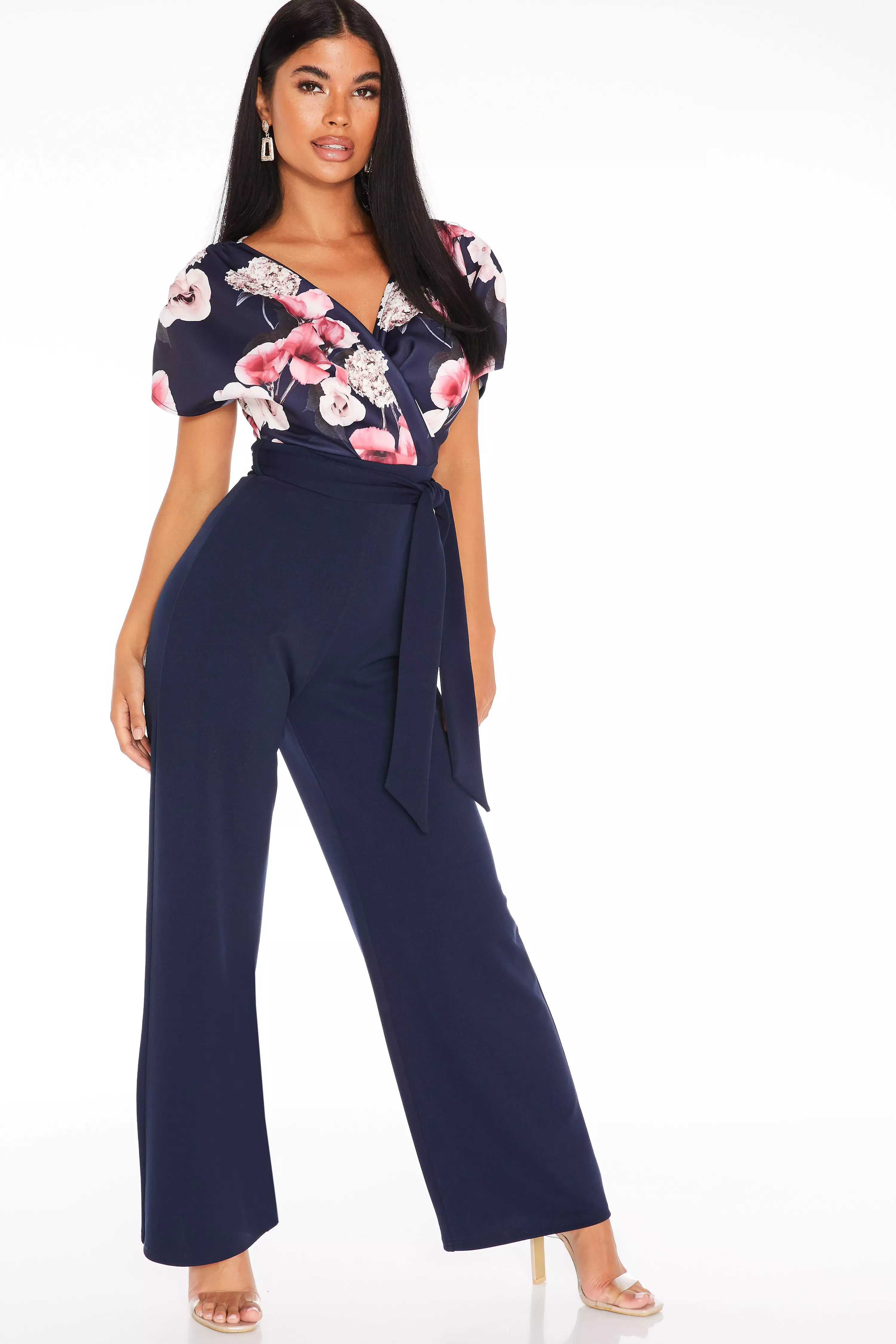 floral detail chiffon jumpsuit vince camuto