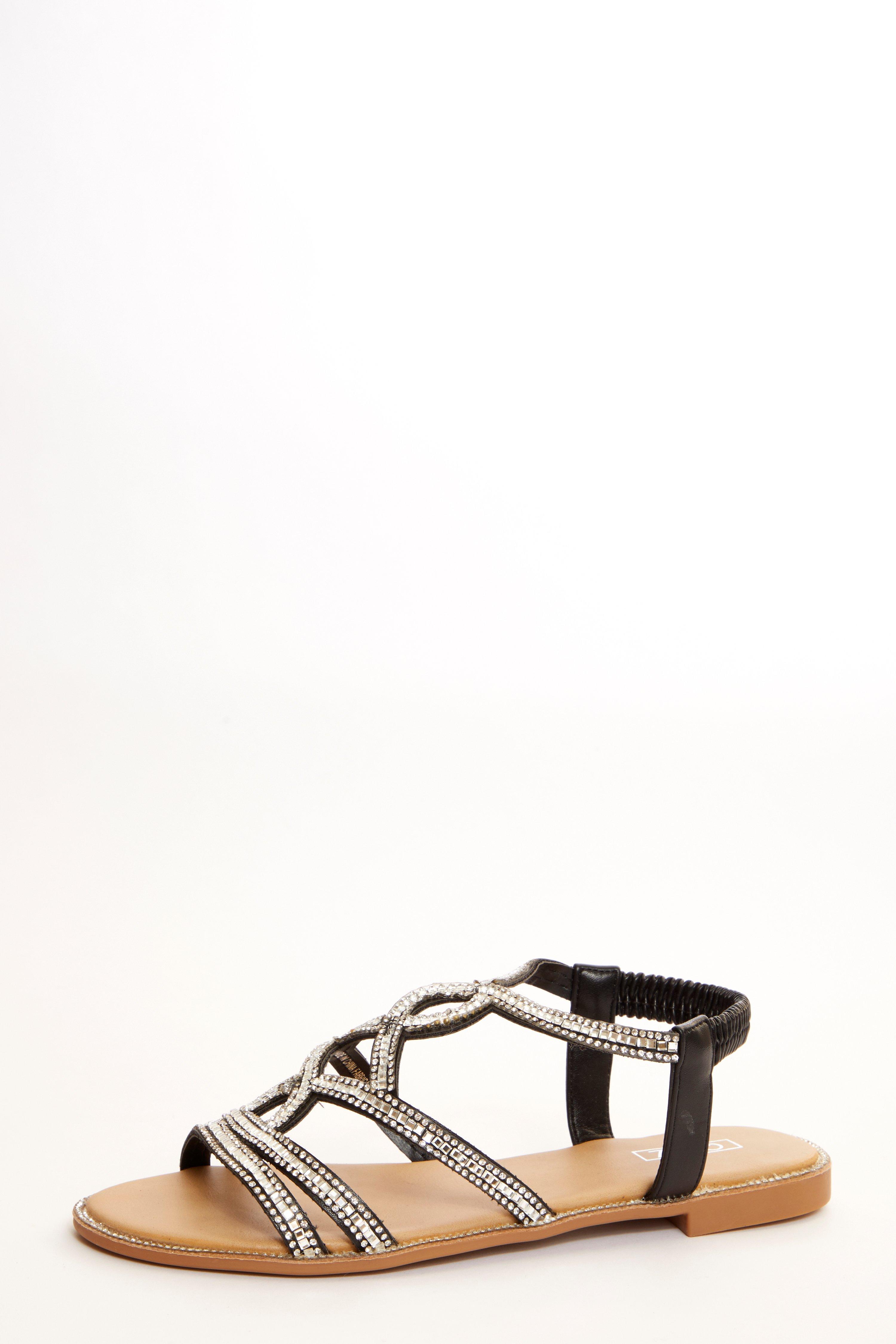 black lace sandals flat