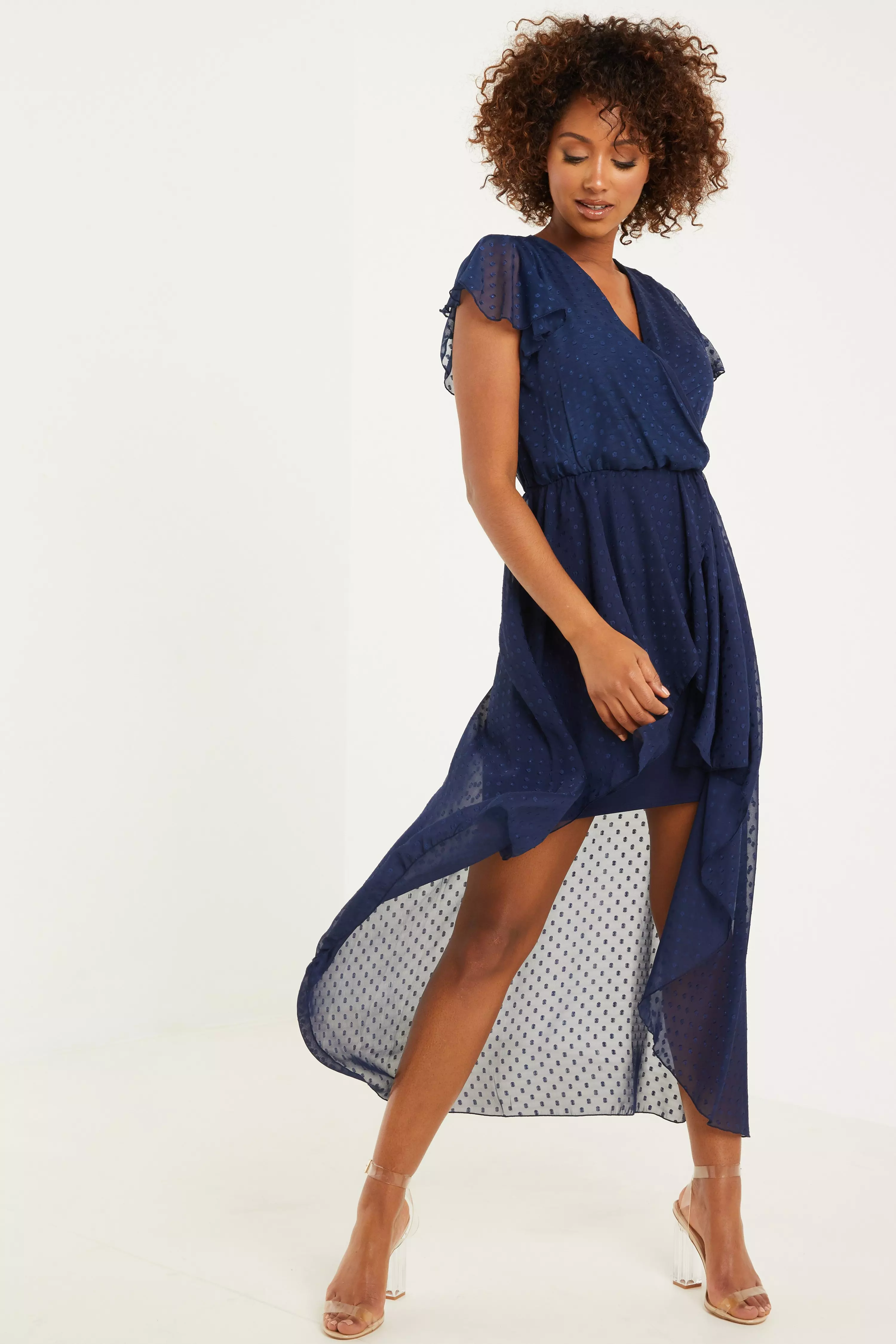 quiz navy polka dot dress