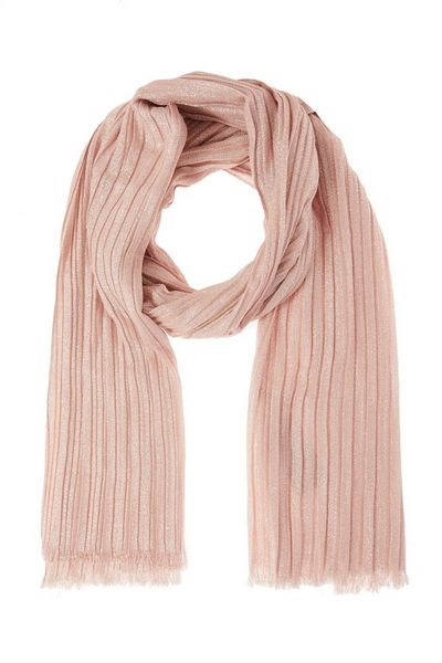 Pink Shimmer Pleated Scarf