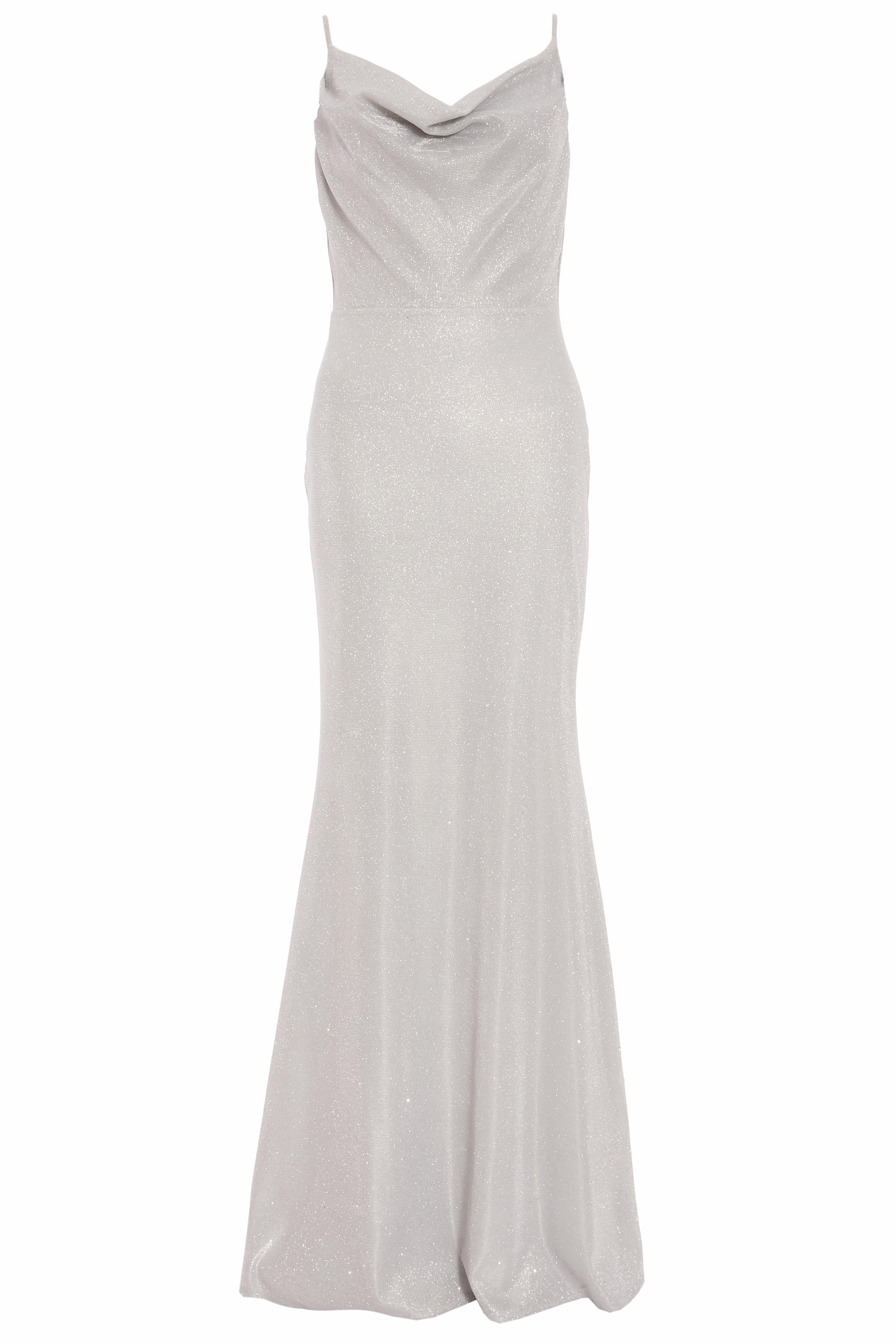 sparkle knit cowl neck gown