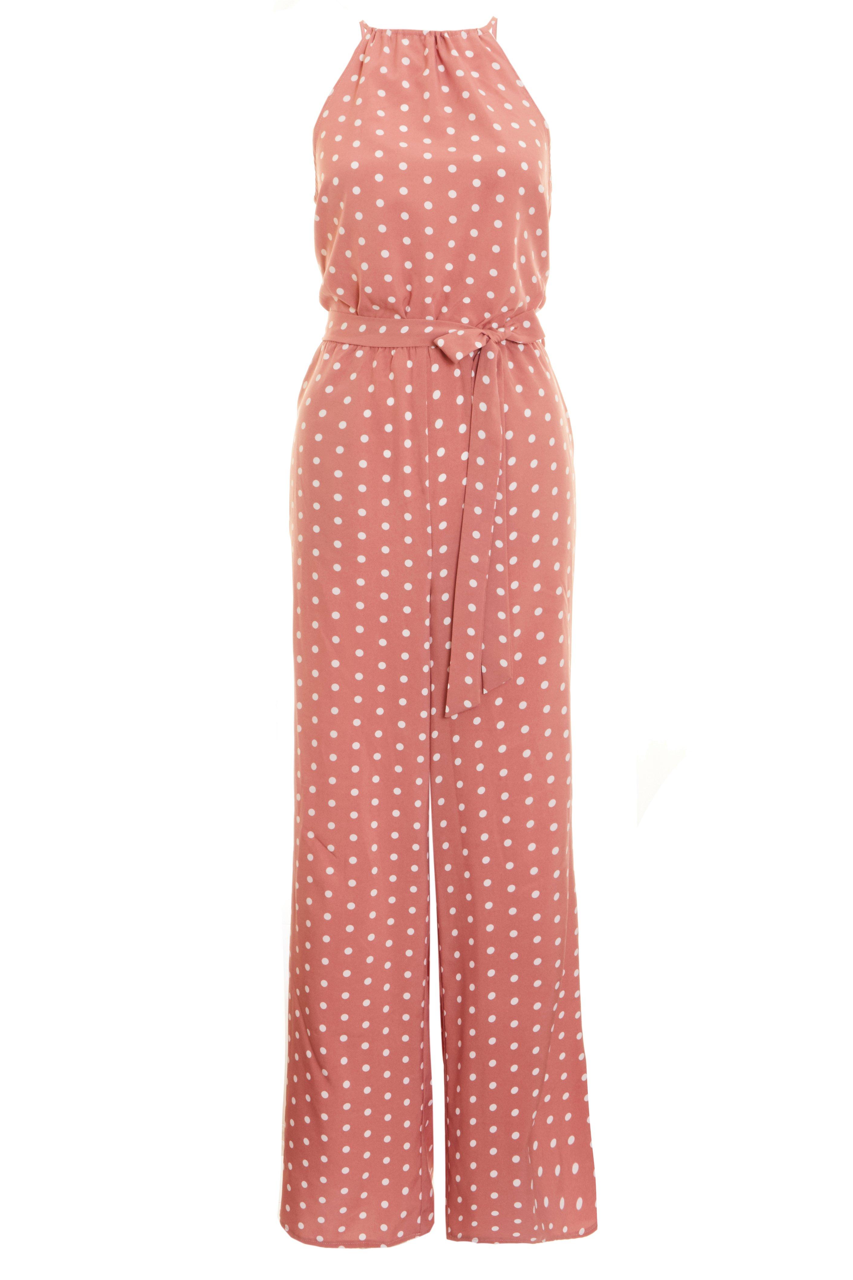 quiz pink polka dot playsuit