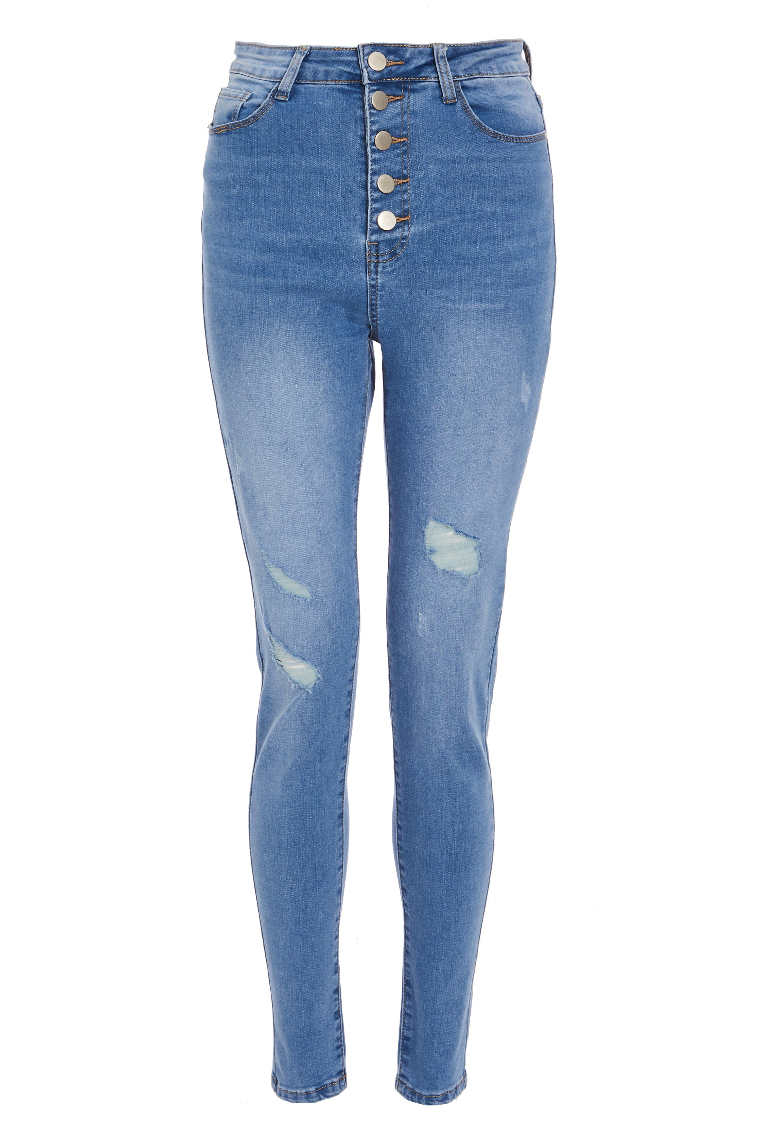 bright blue ripped skinny jeans