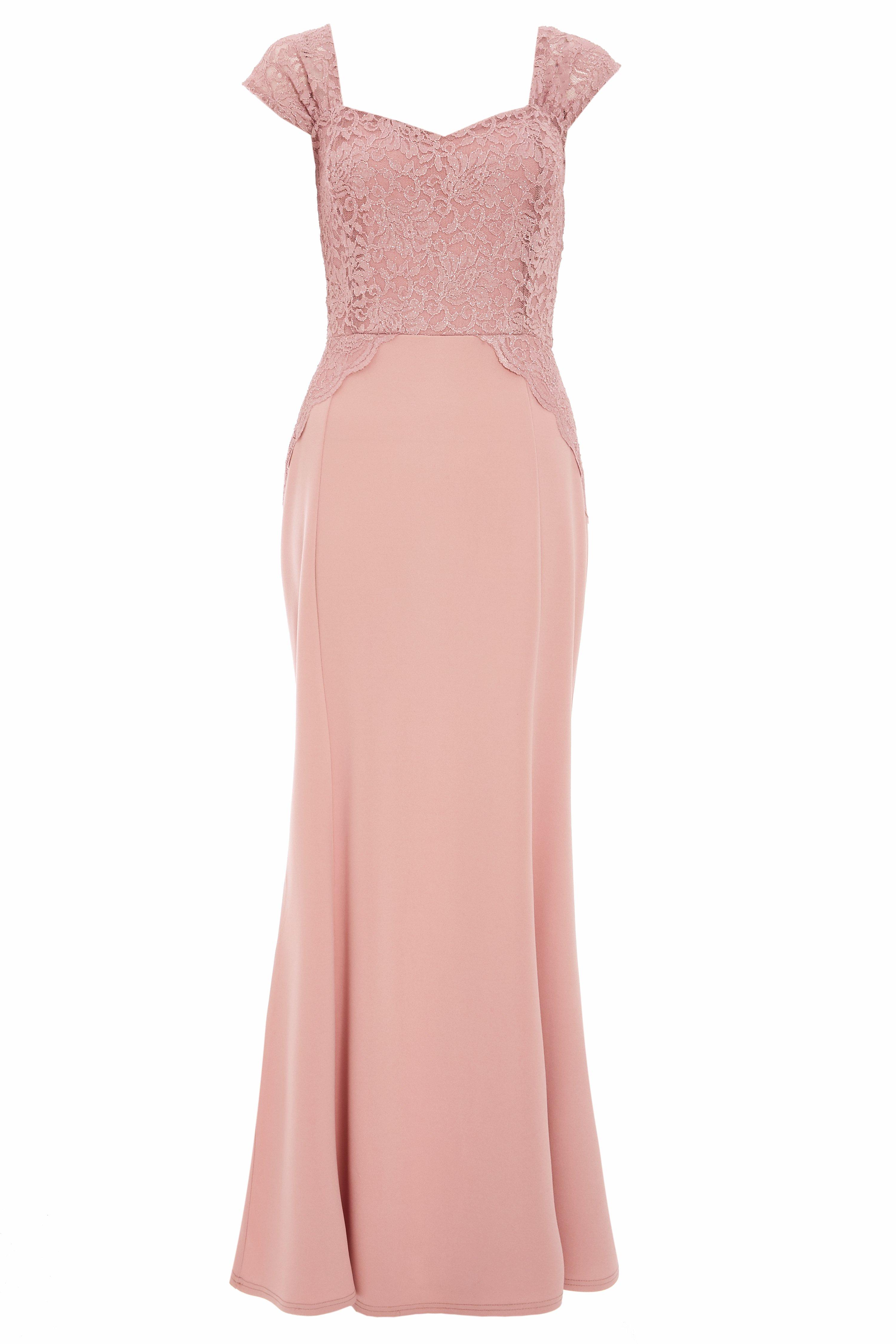 quiz blush pink sequin lace maxi dress