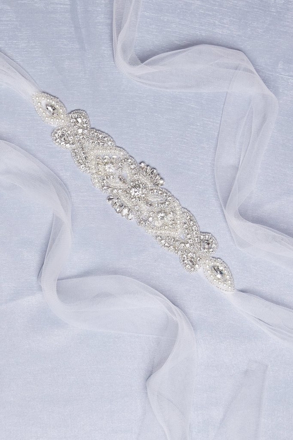Bridal White Diamante Belt