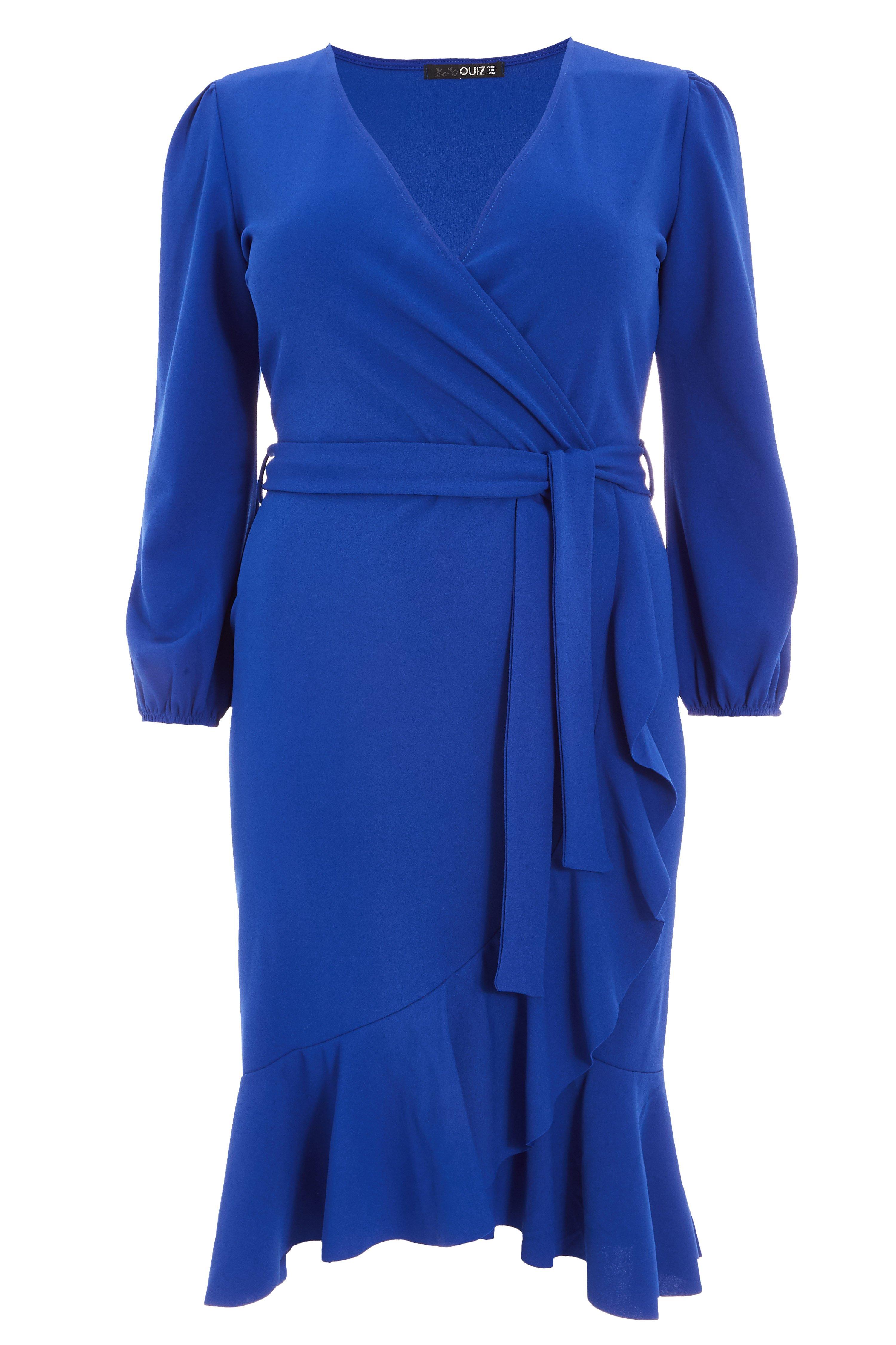 Curve Royal Blue Wrap Midi Dress - Quiz Clothing