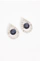 Navy Diamante Teardrop Stud Earrings
