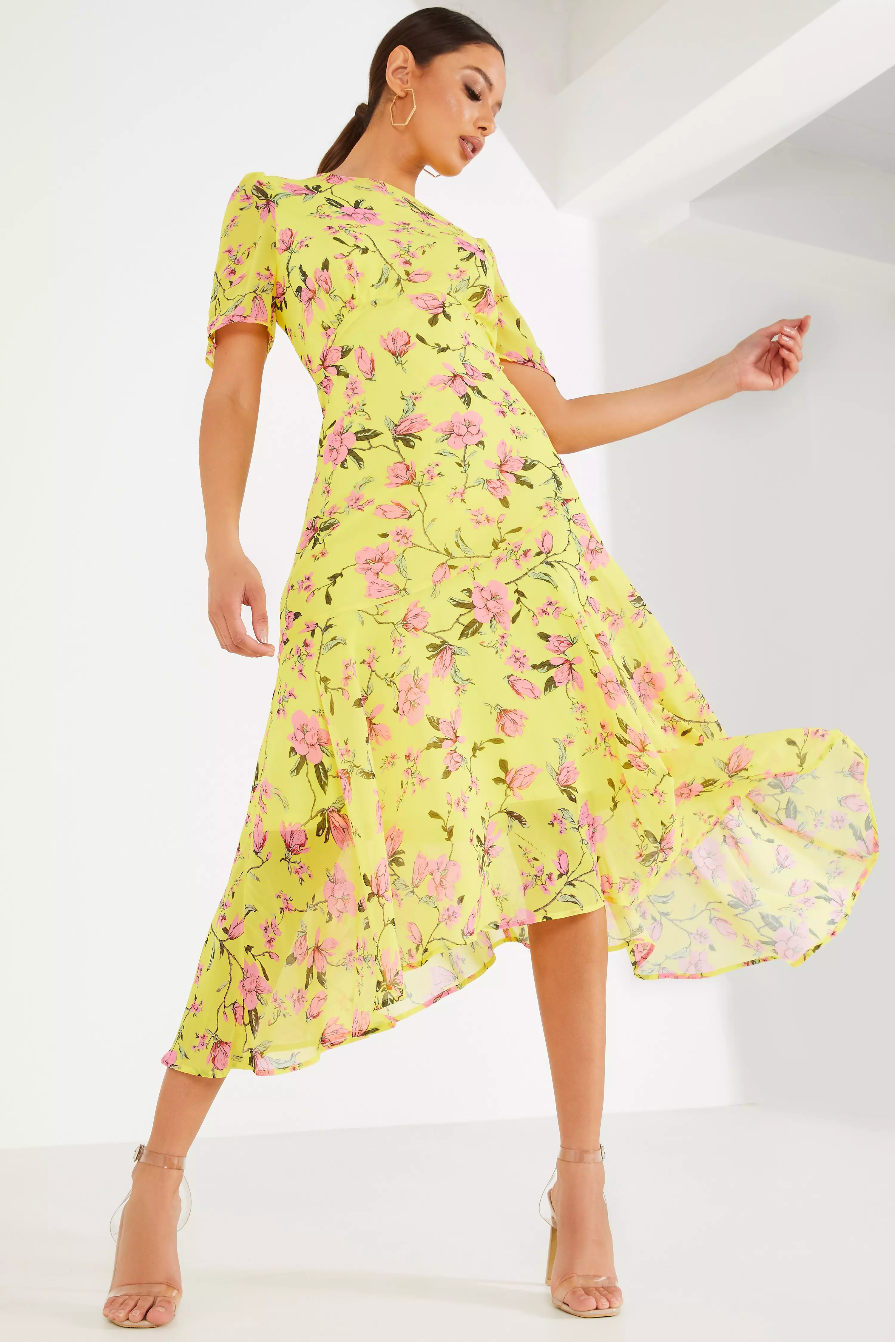 quiz yellow floral dress