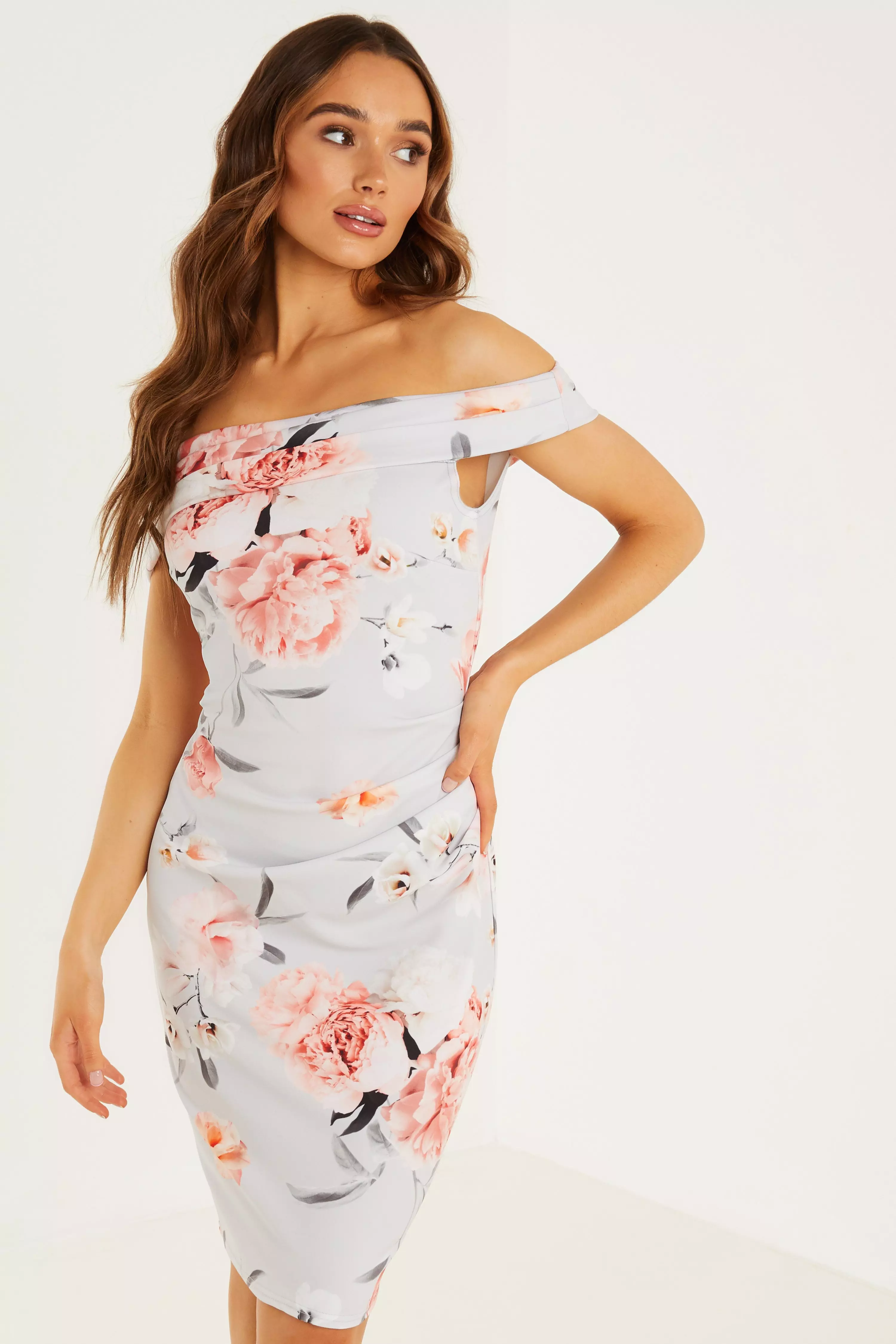 quiz grey bardot dress