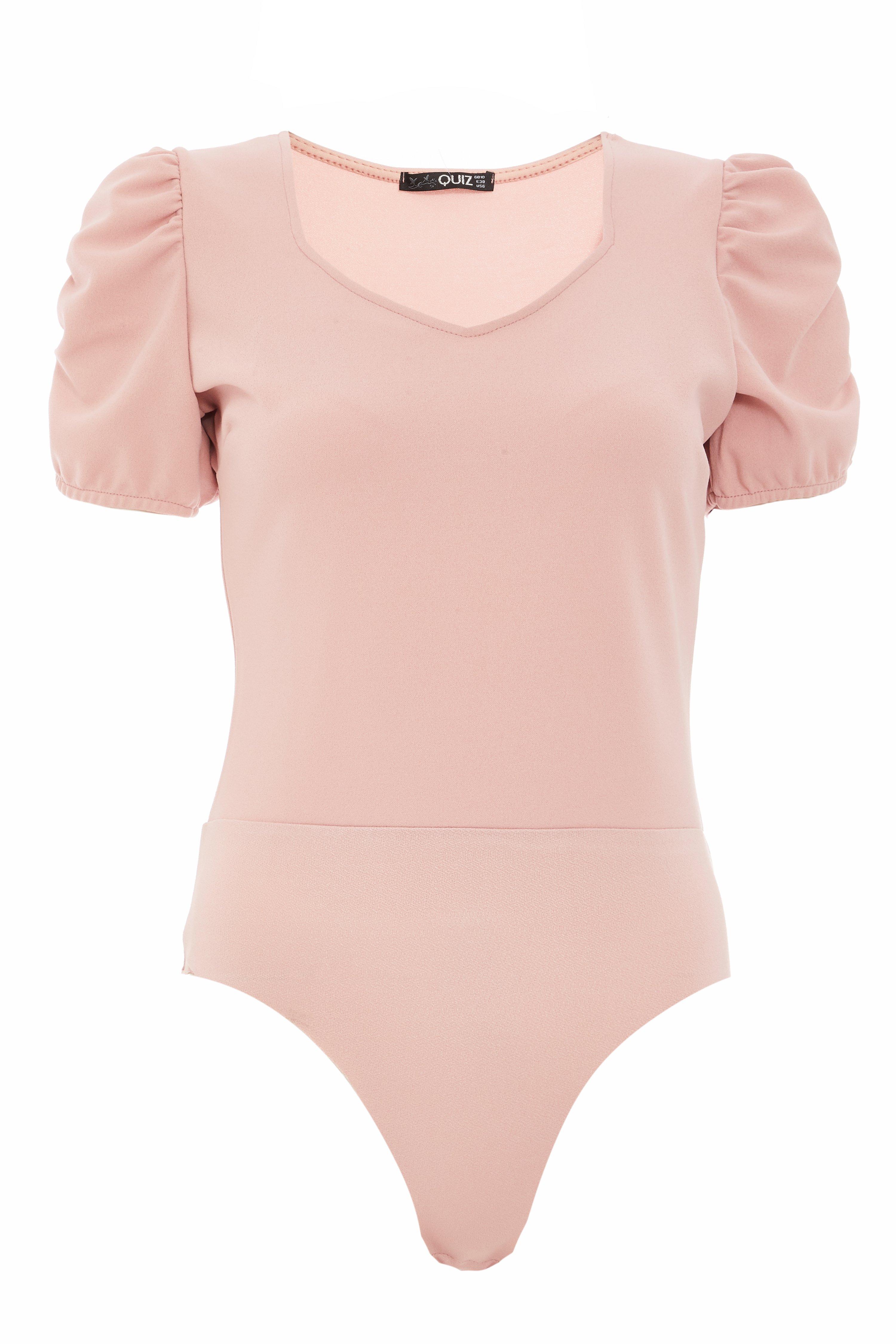 Pink Puff Sleeve Bodysuit - Quiz Clothing
