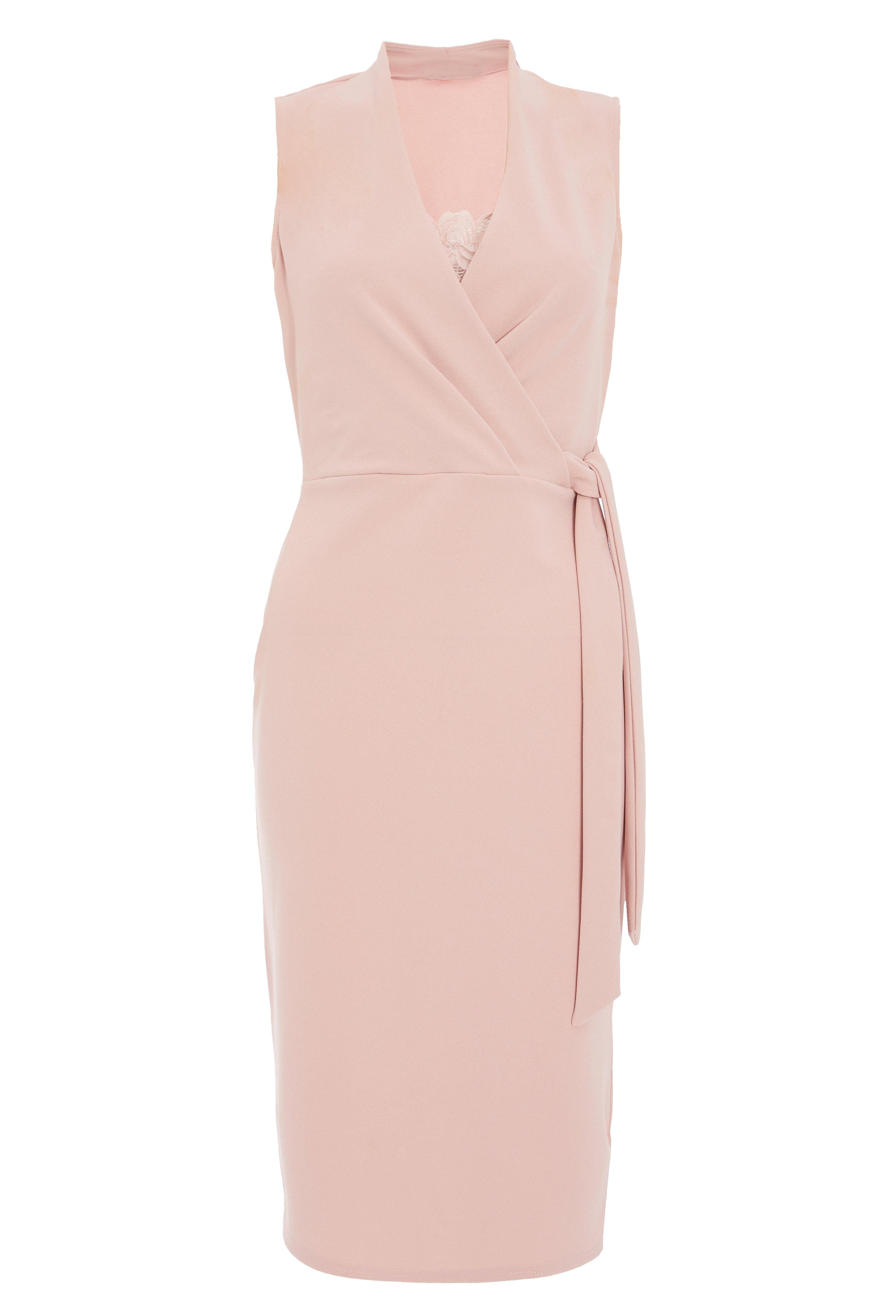 Pink V Neck Midi Dress - Quiz Clothing