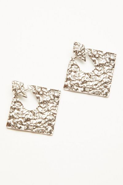 Silver Crushed Diamond Drop Earrings