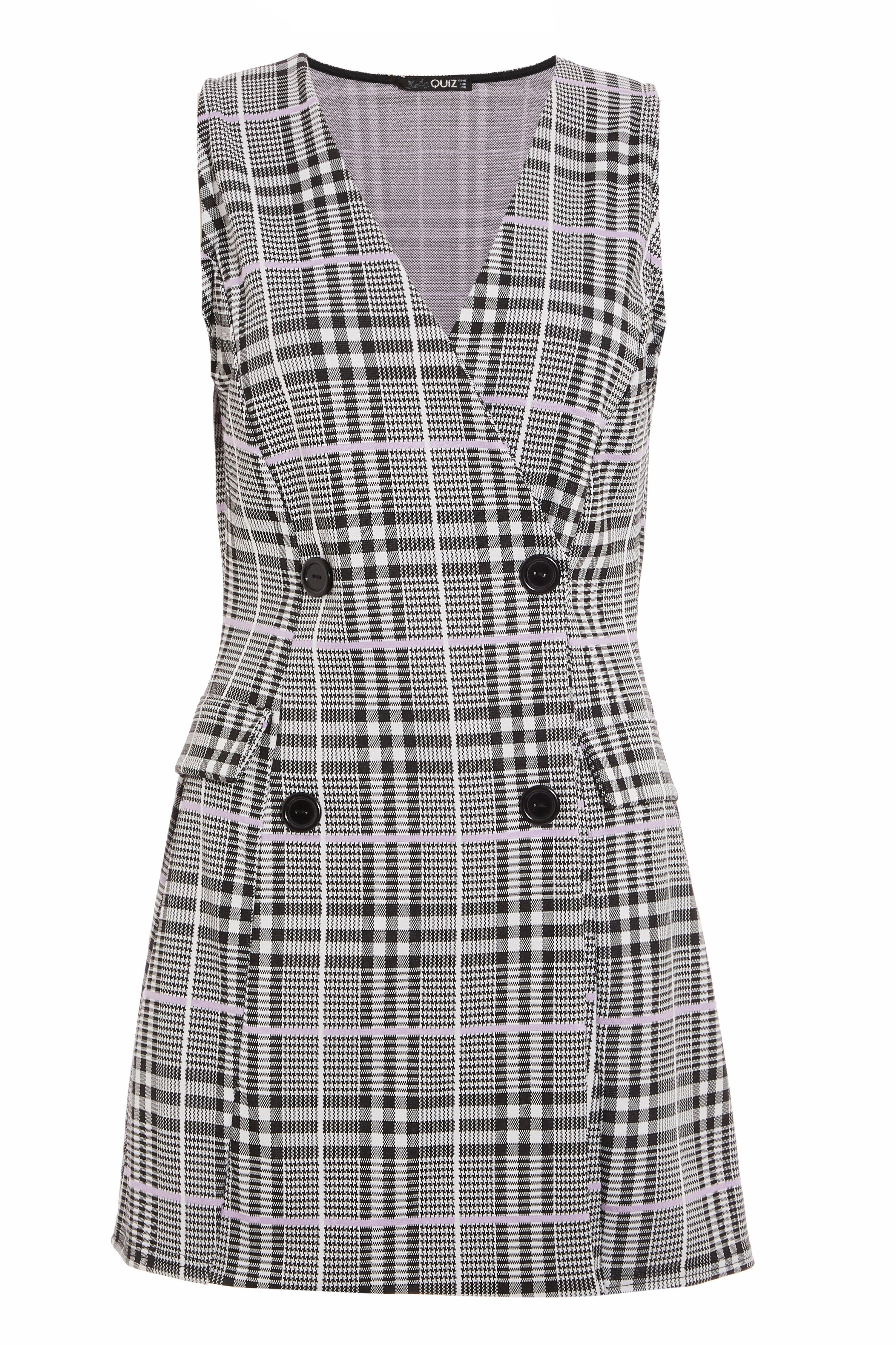 Lilac Check Bodycon Wrap Dress - Quiz Clothing