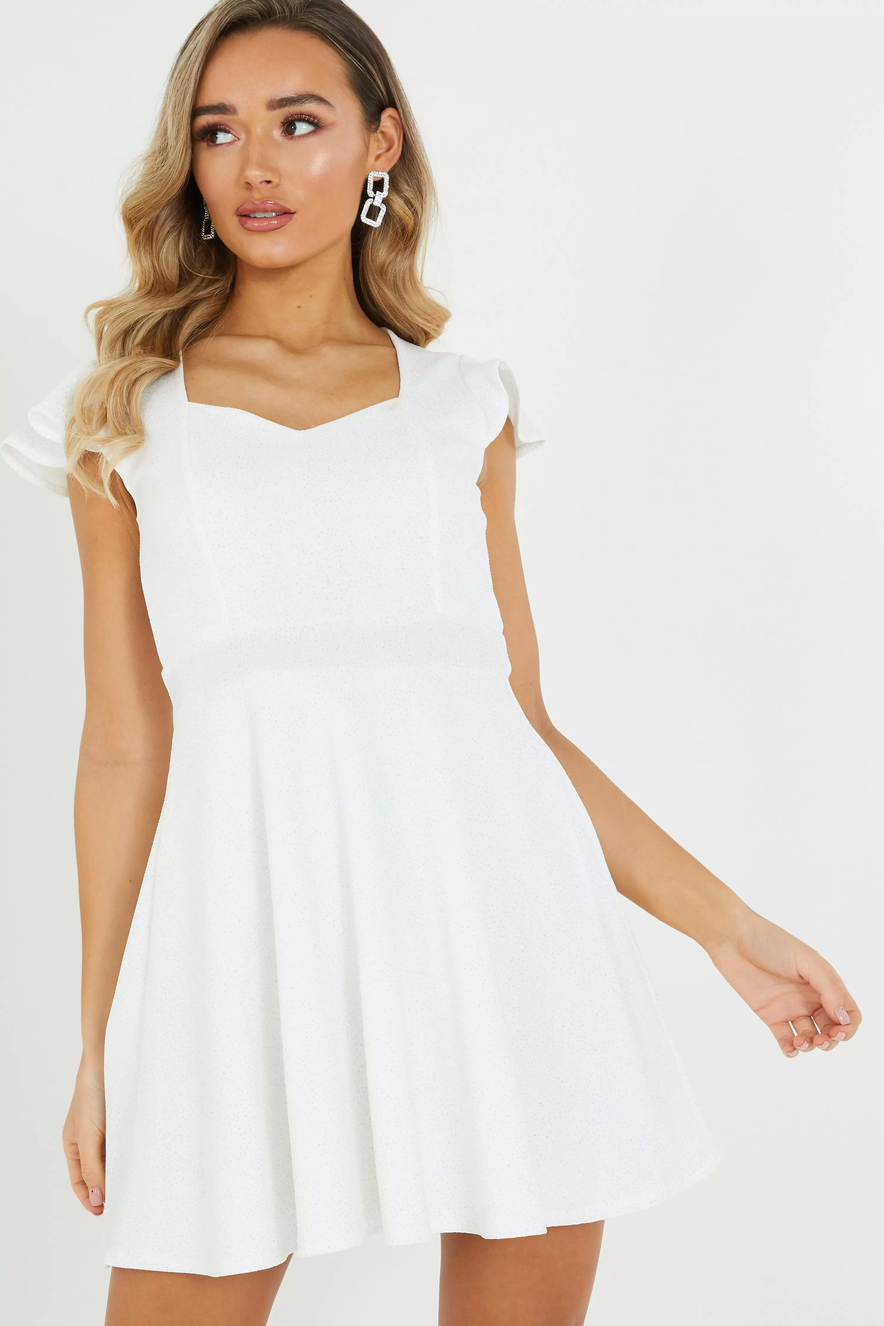 white and glitter dress