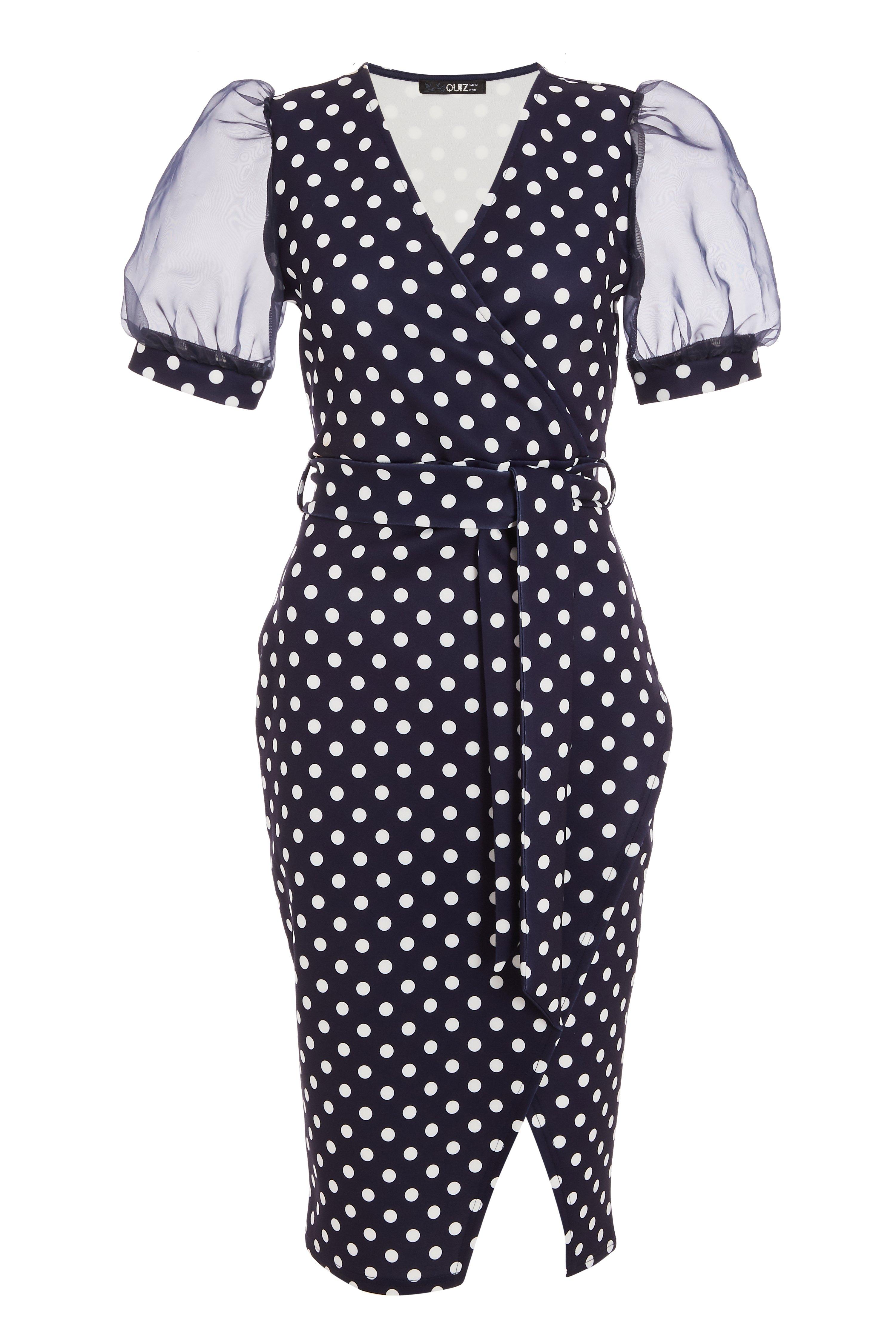 quiz navy polka dot dress