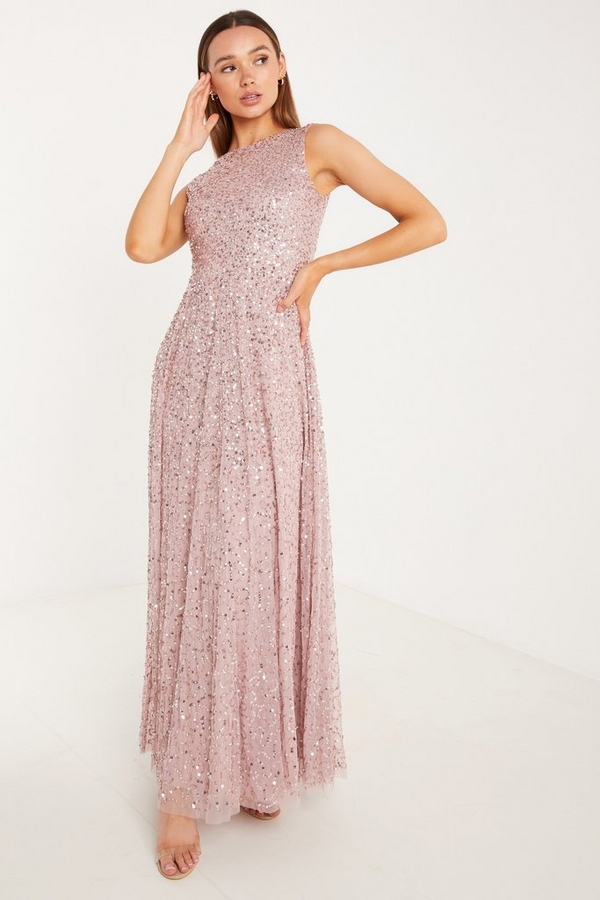 Pink Sequin Maxi Dress