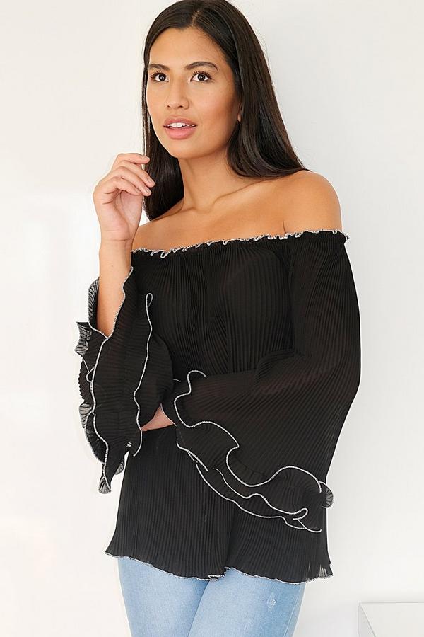 Chiffon Bardot Top - Off Shoulder Top