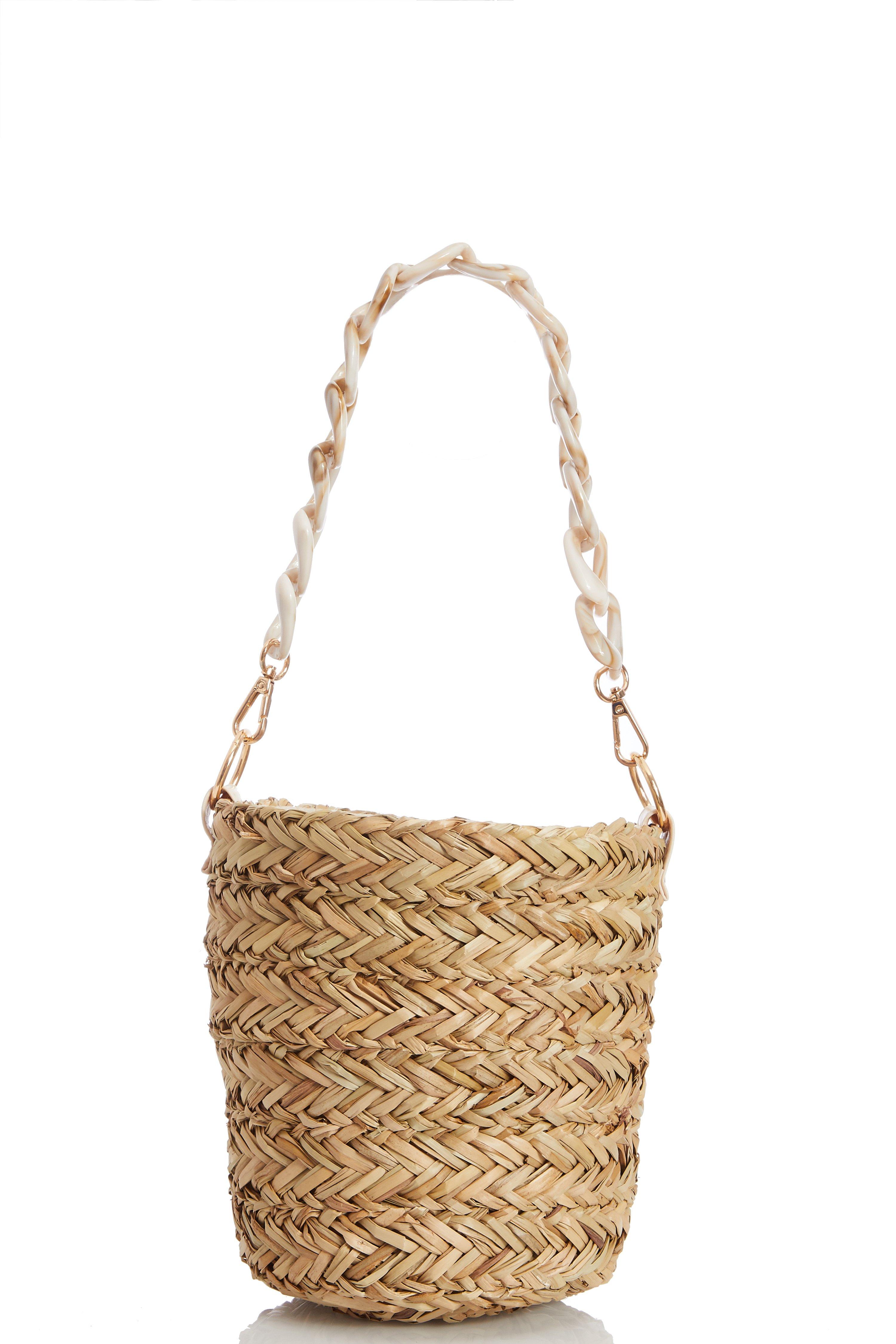 Cream Straw Basket Bag - Quiz Clothing