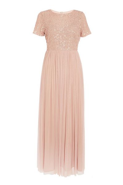 Pink Sequin Maxi Dress