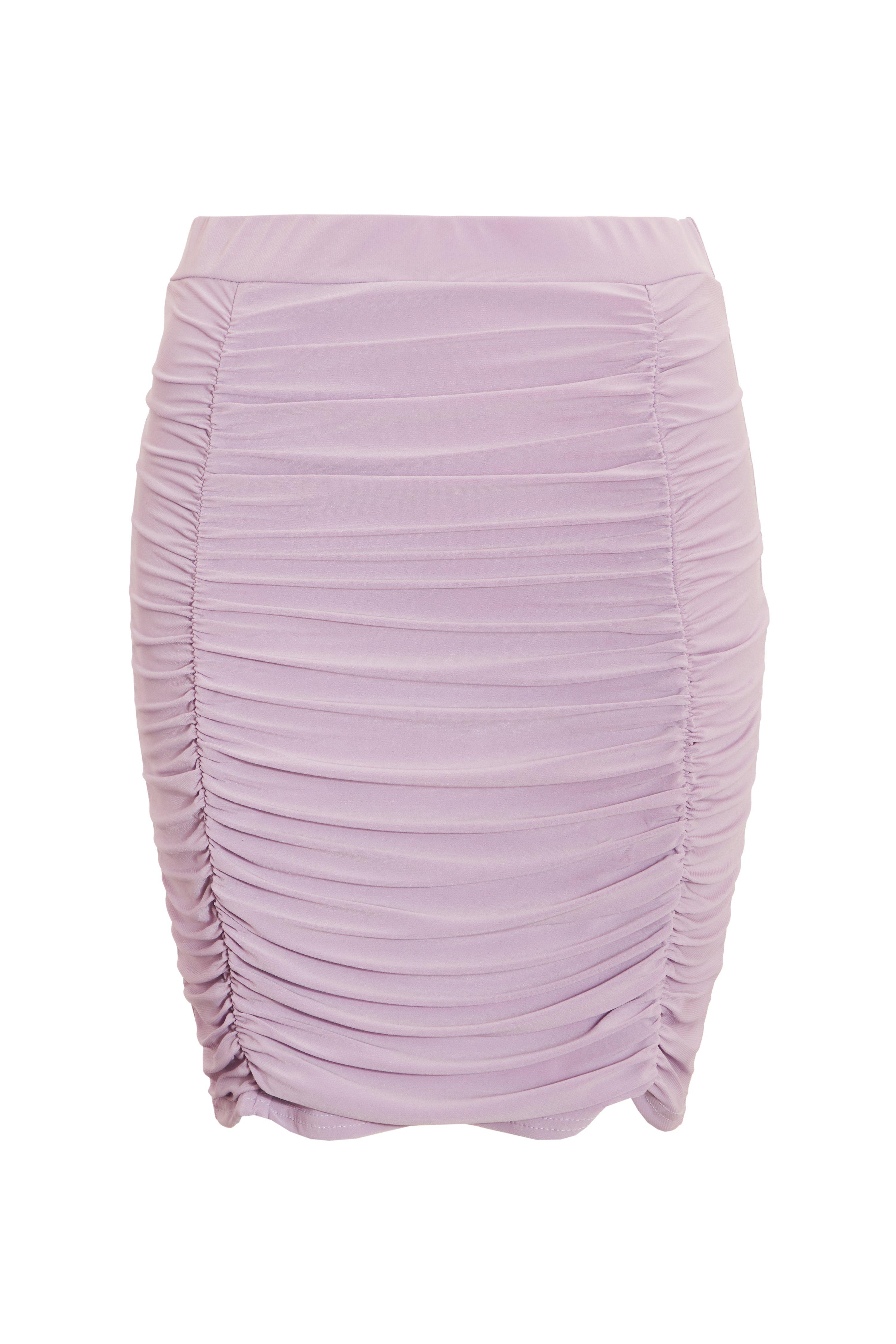 Lilac Ruched Mini Skirt - Quiz Clothing
