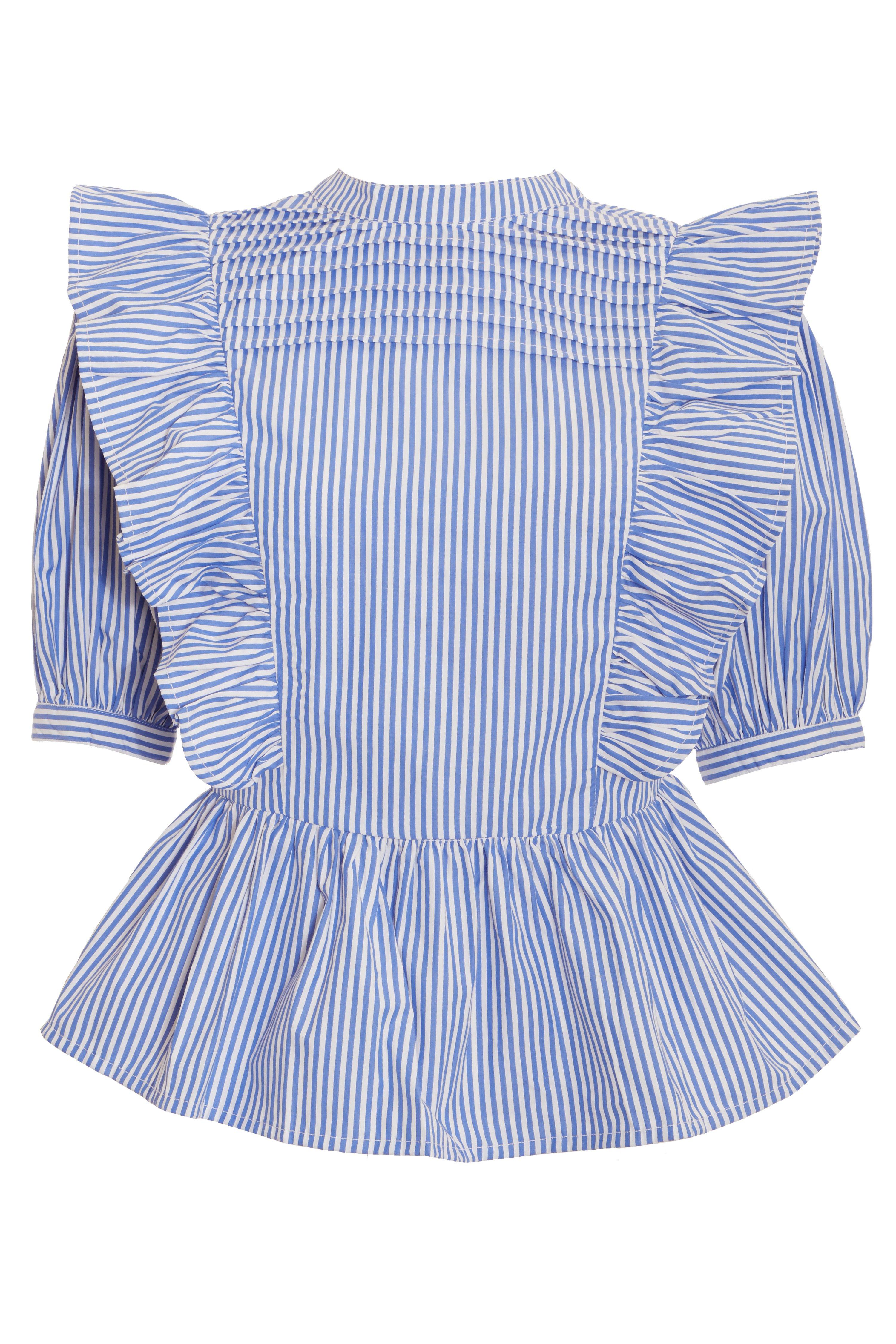 Blue & White Stripe Peplum Top - Quiz Clothing