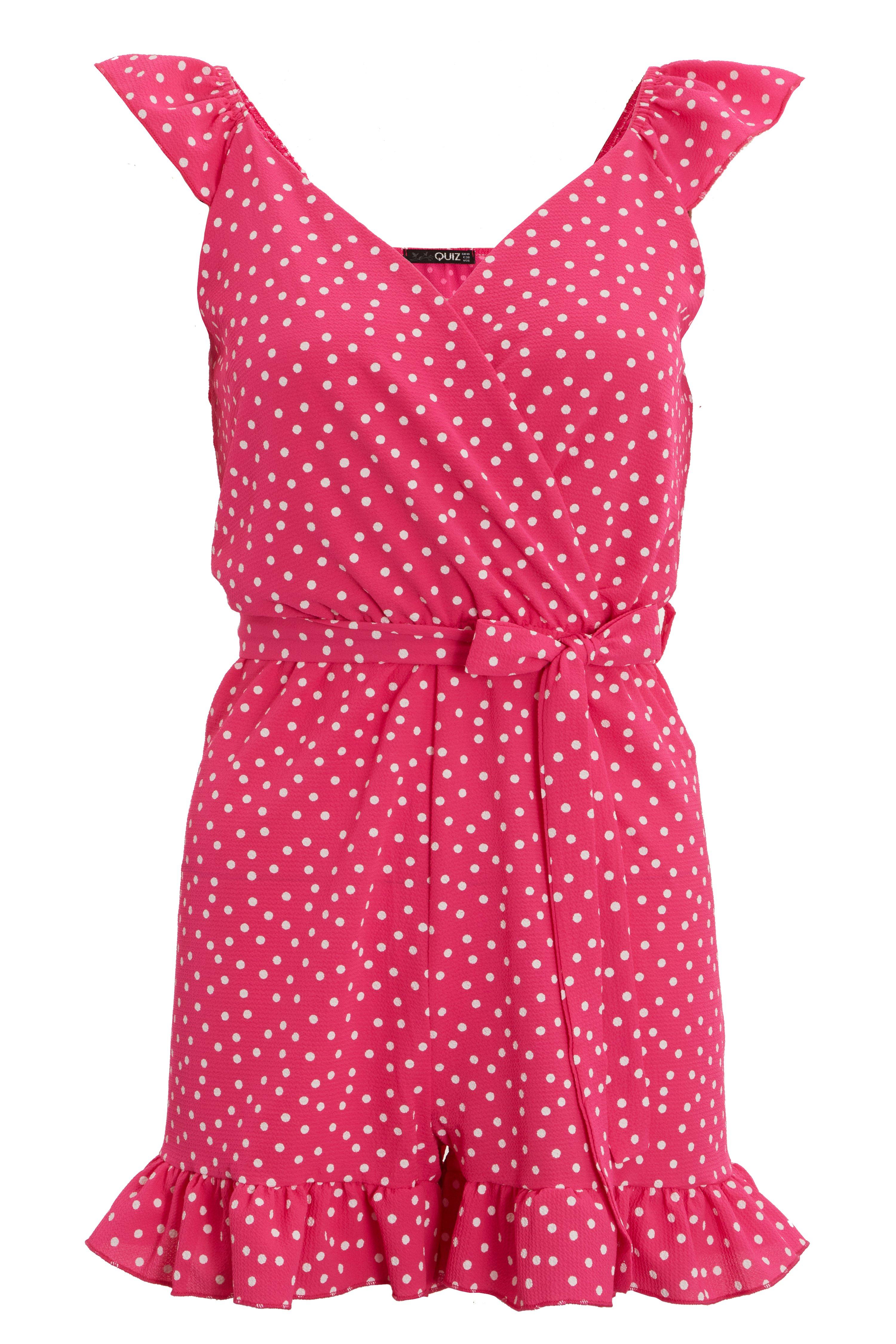 quiz pink polka dot playsuit