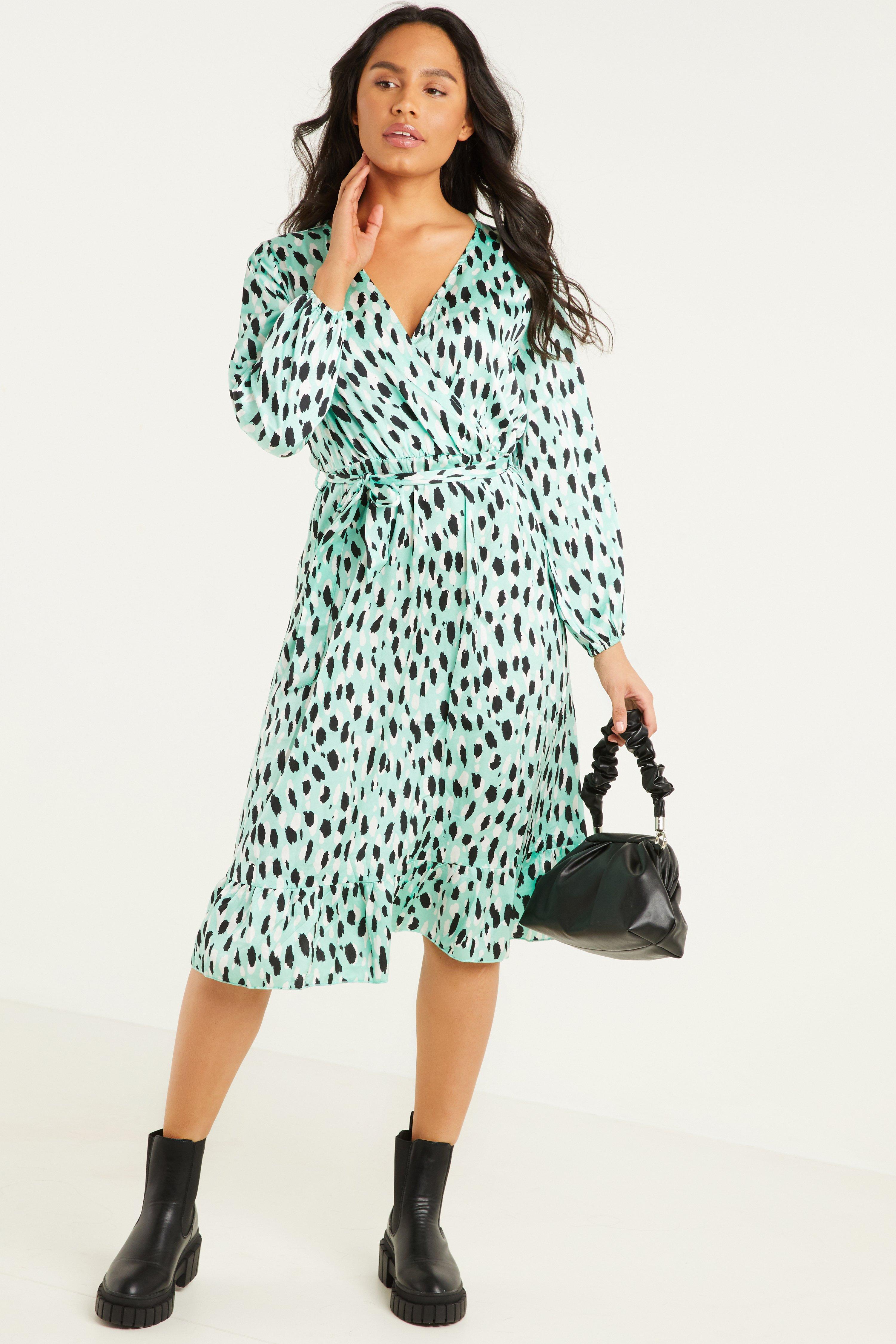 satin print midi dress