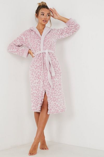 Pink Leopard Print Fluffy Robe