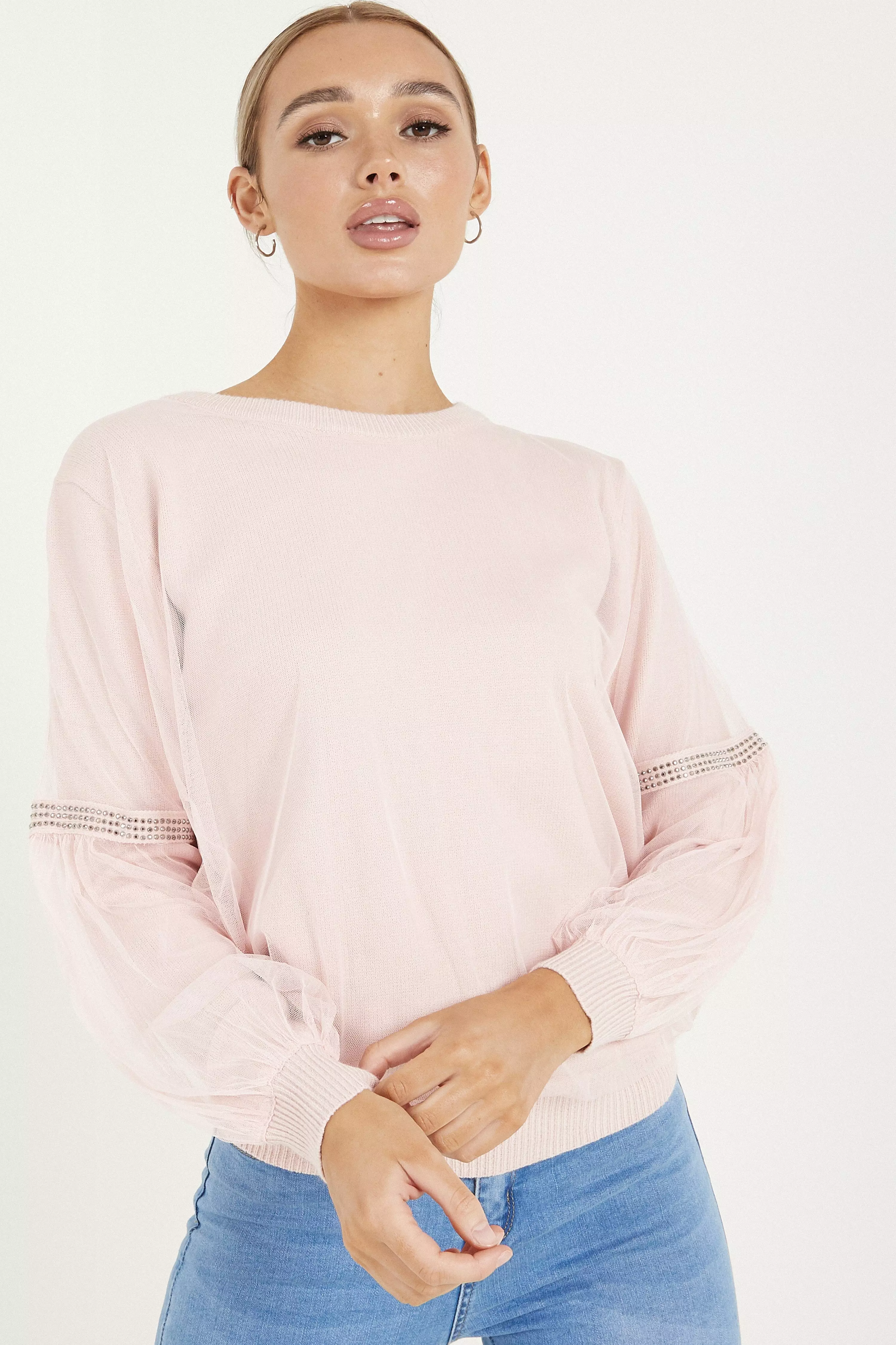 diamante sleeve jumper