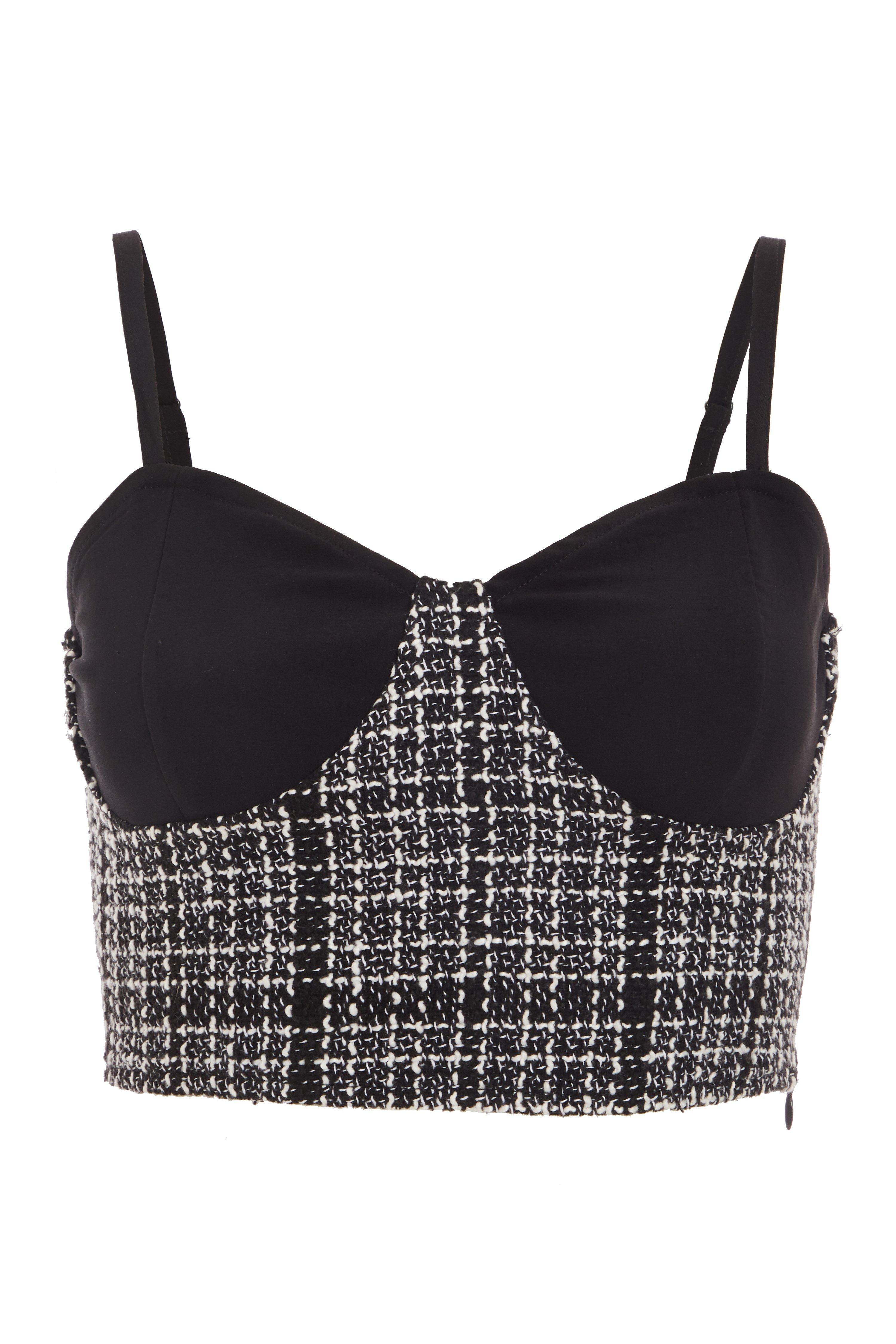 Black & White Check Crop Top Quiz Clothing