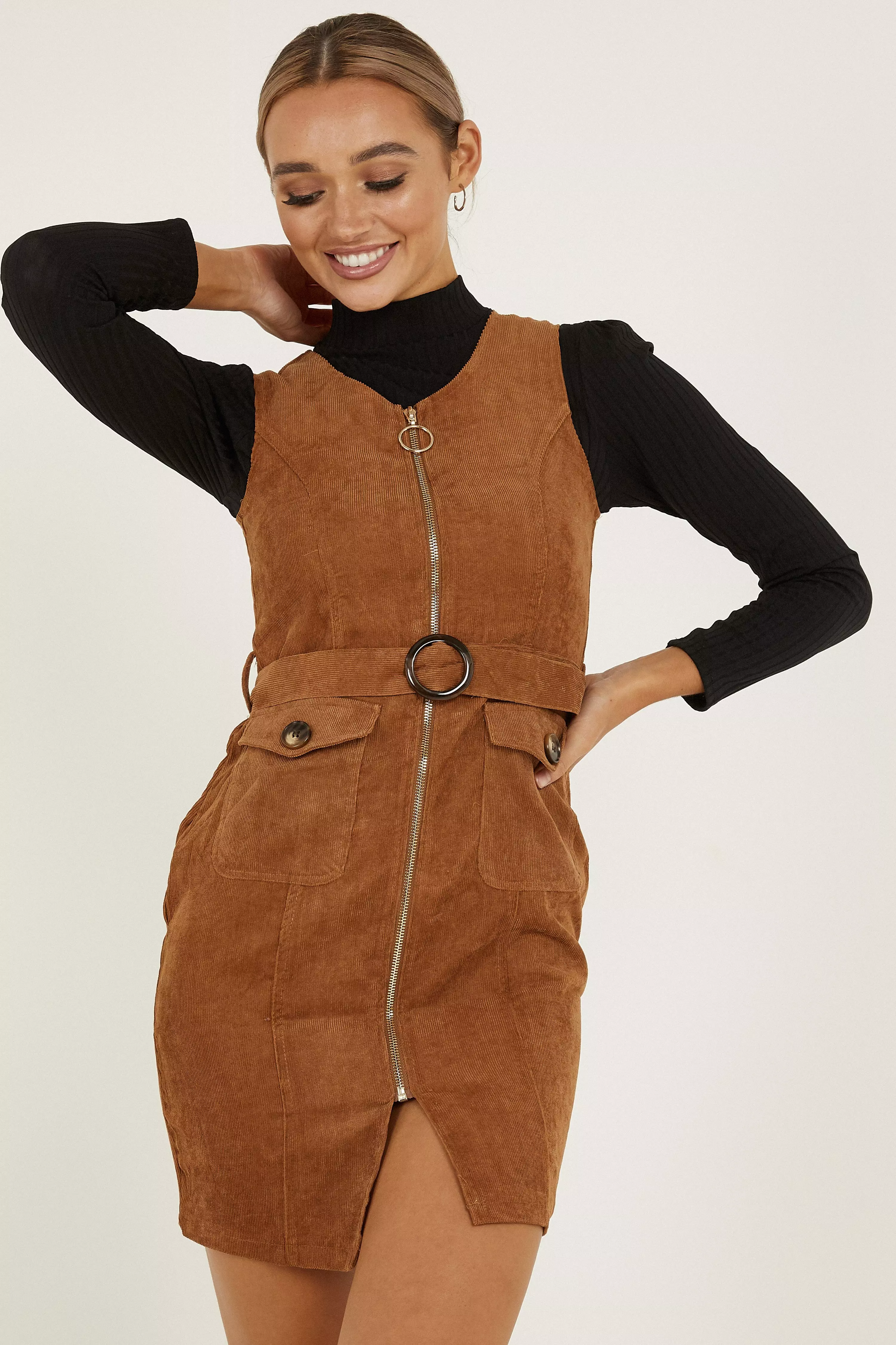 quiz denim pinafore dress