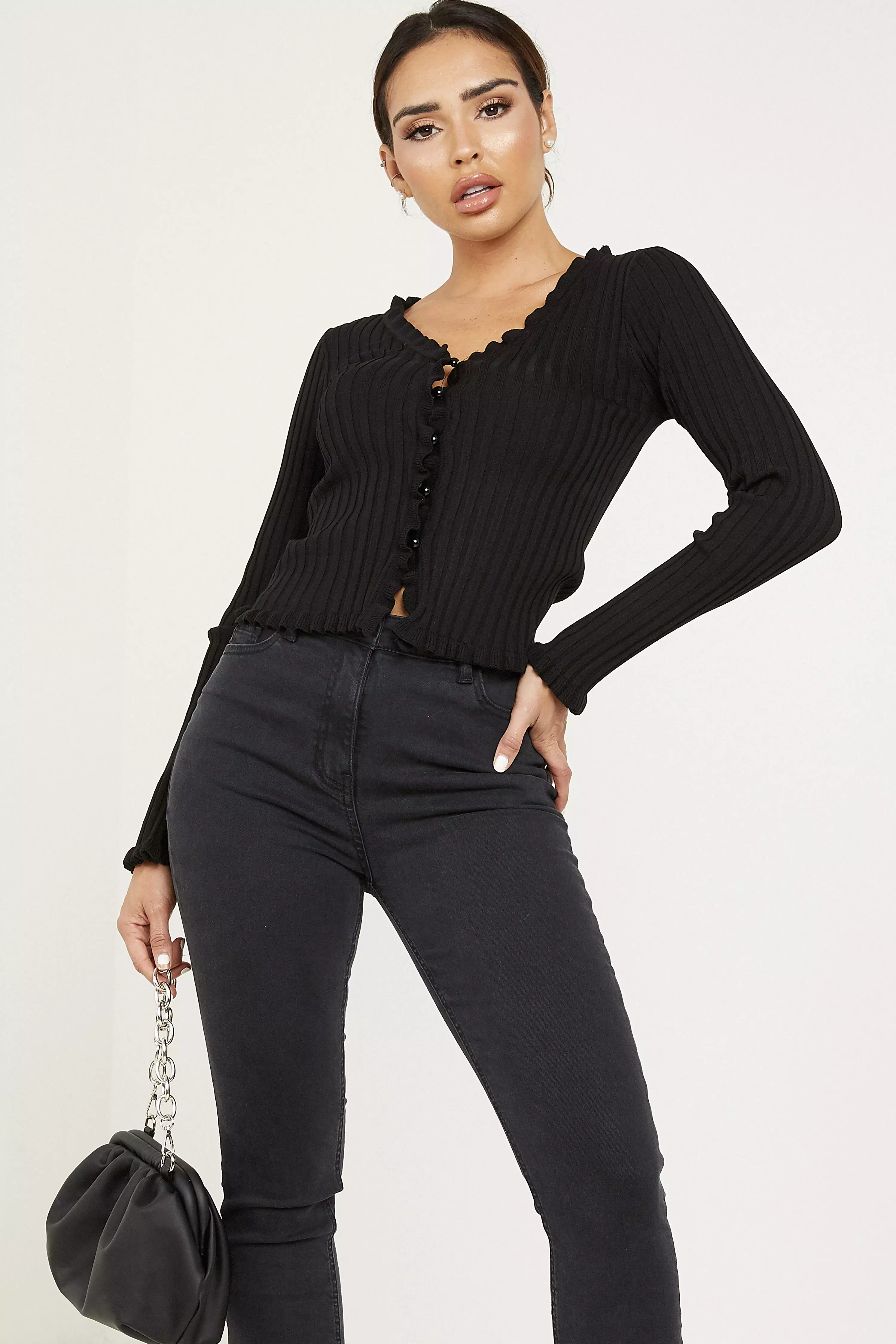 black frill cardigan
