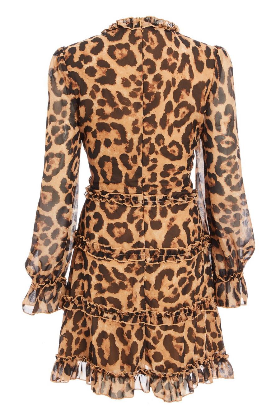 Leopard Print Tiered Frill Dress