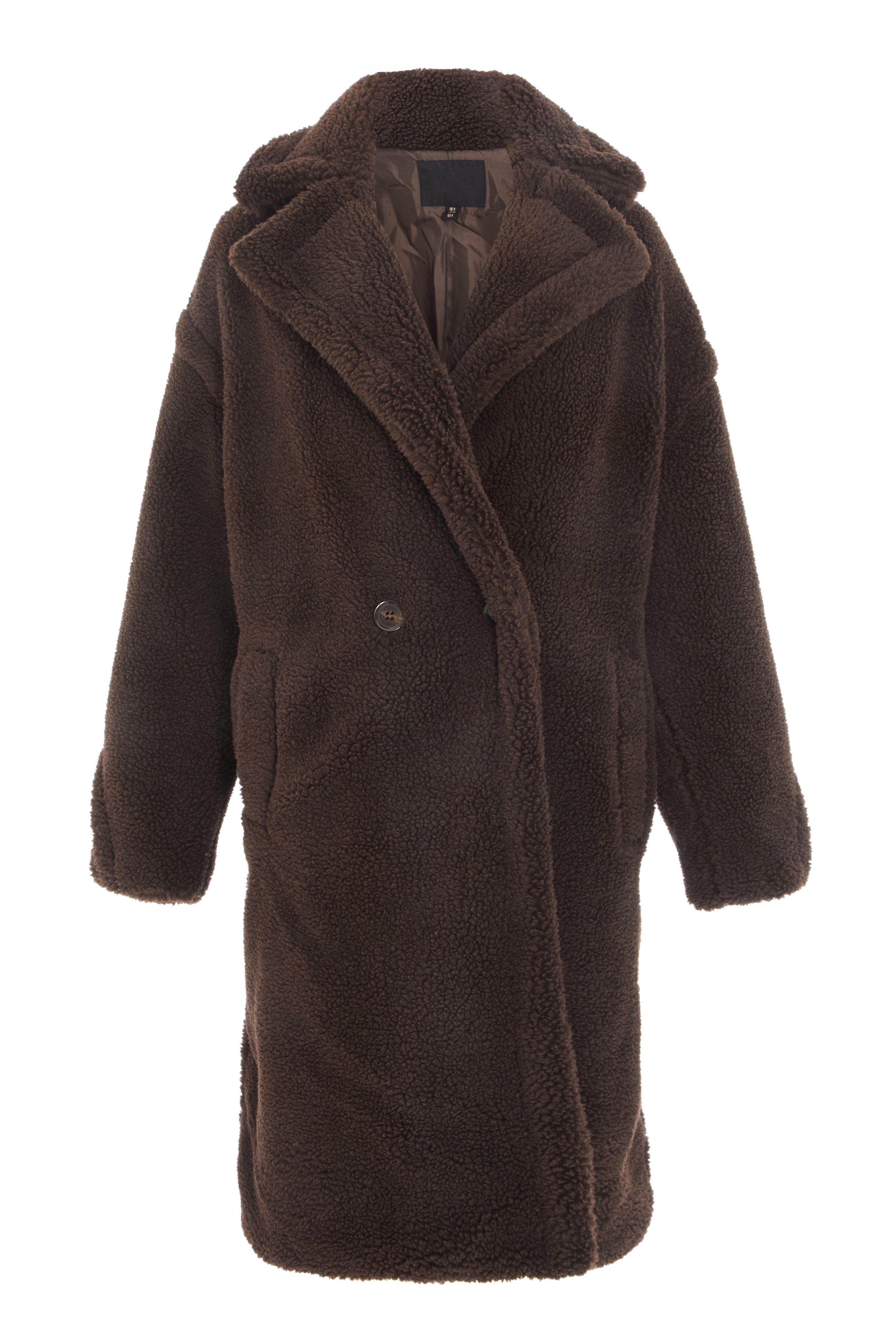 Brown Oversized Teddy Bear Coat - Quiz Clothing