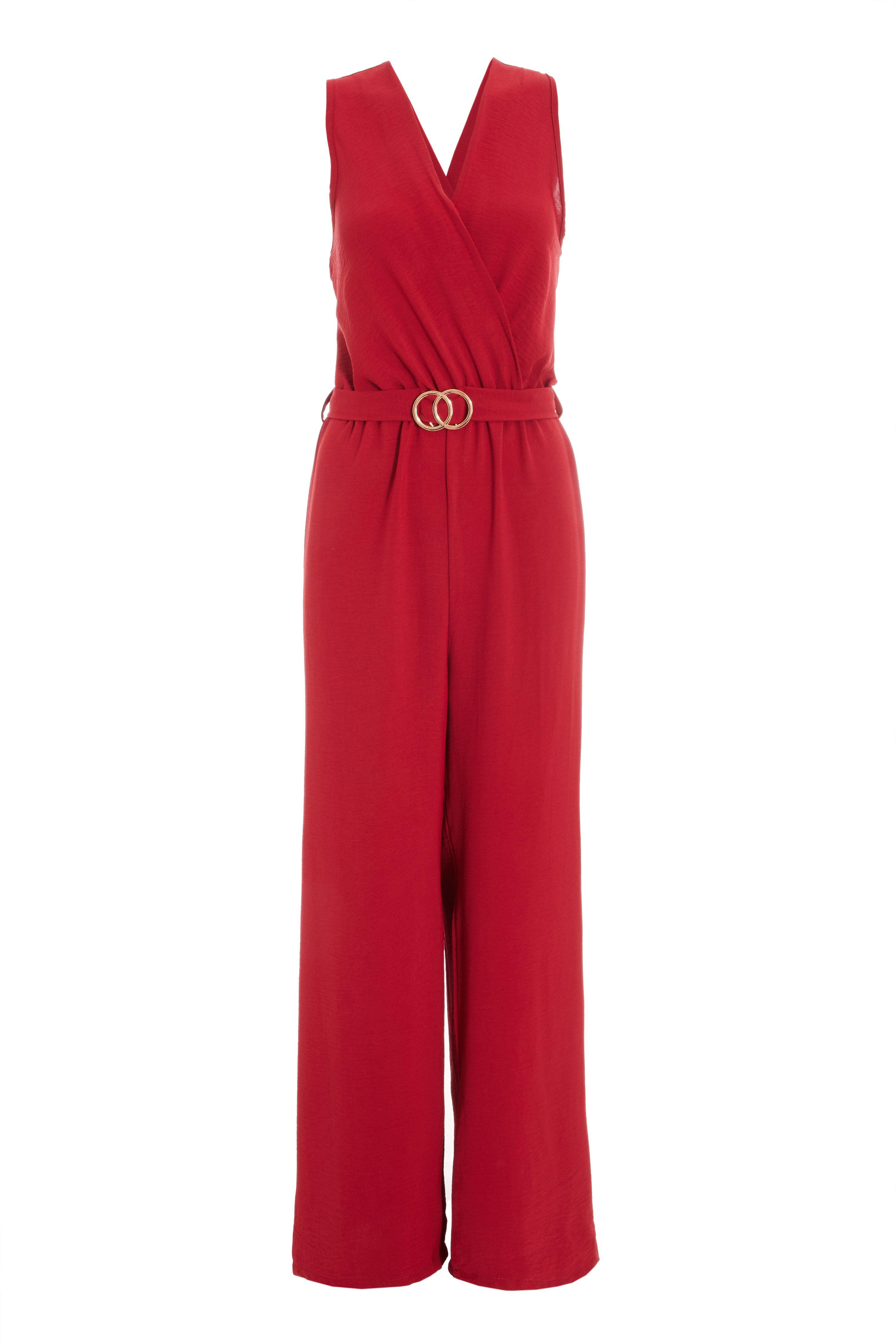 Berry Buckle Palazzo Jumpsuit - Quiz Clothing