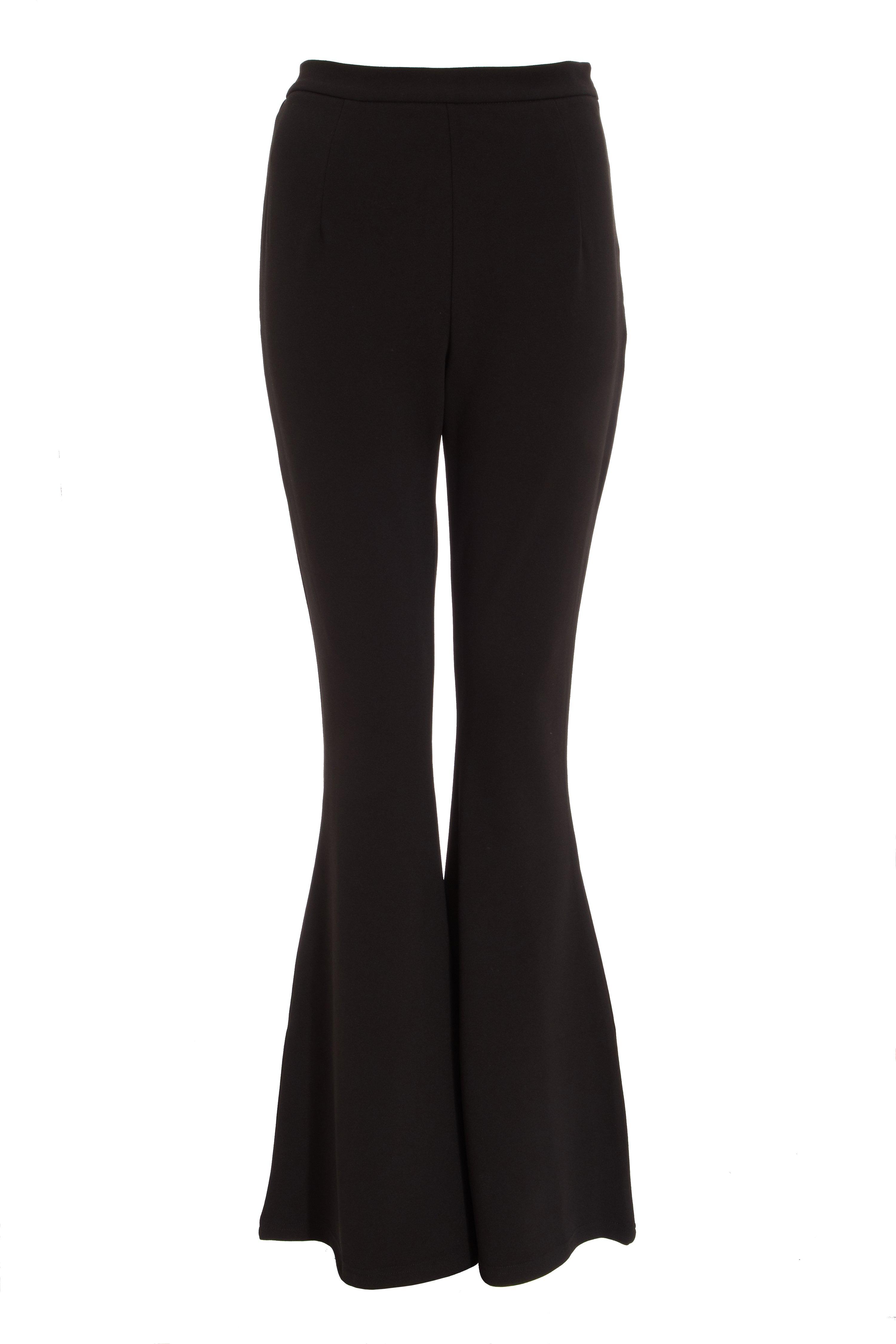 Black High Waist Flare Trousers - Quiz Clothing