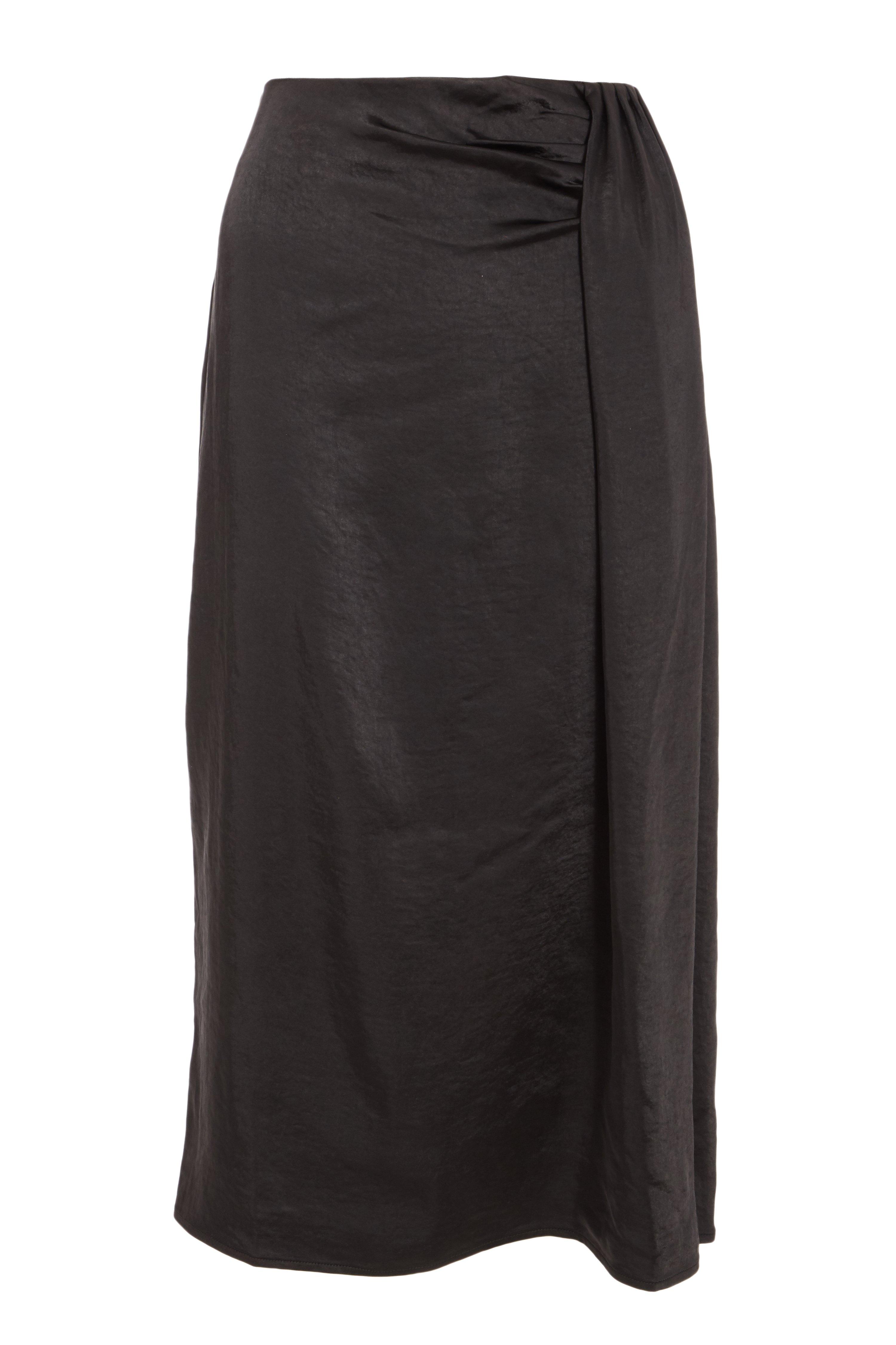 Black Satin Split Midi Skirt - Quiz Clothing