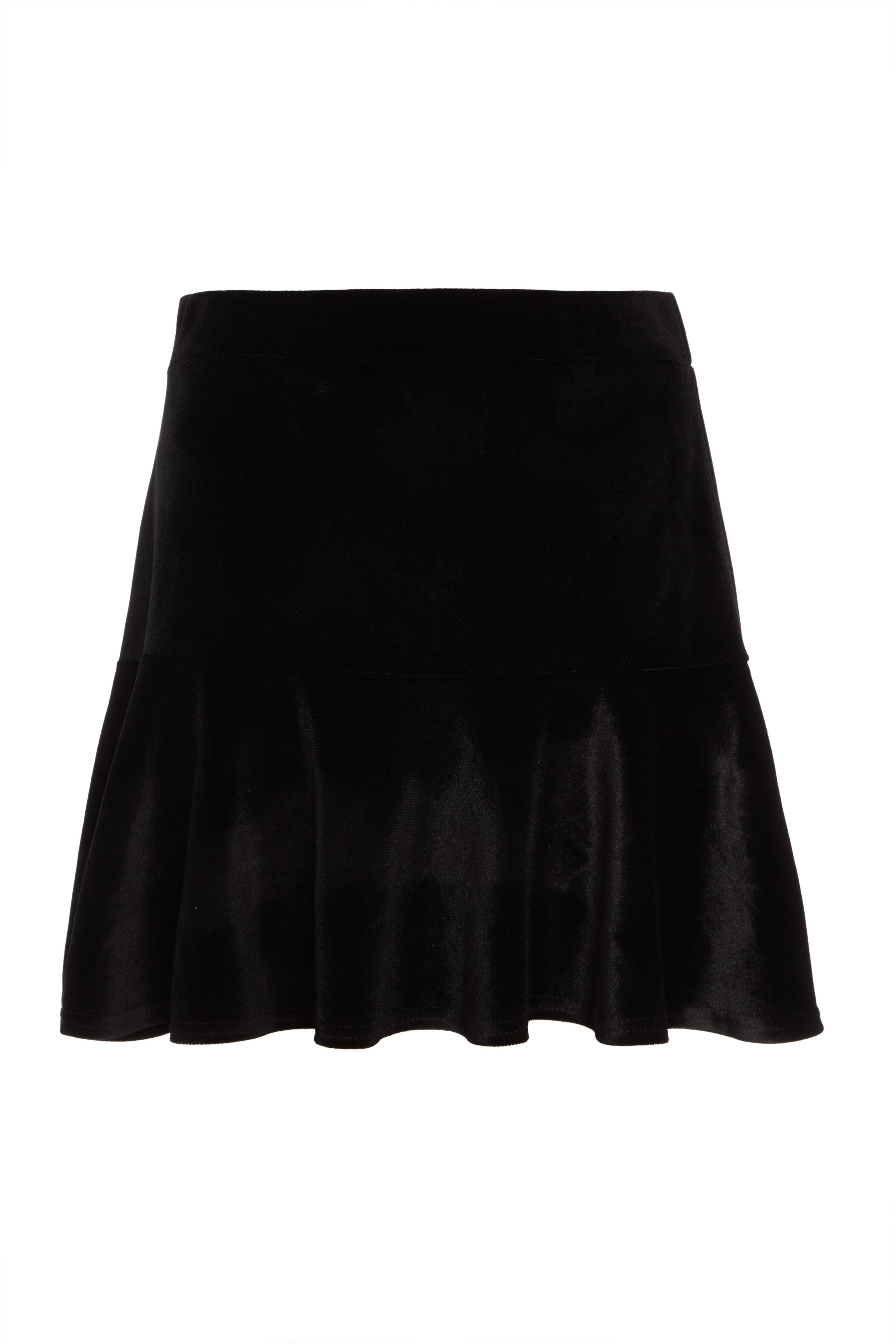 Black Velvet Frill Mini Skirt - Quiz Clothing