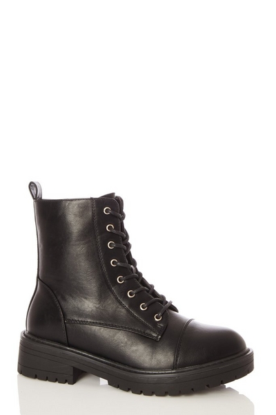 Black Lace Up Chunky Hiker Boots