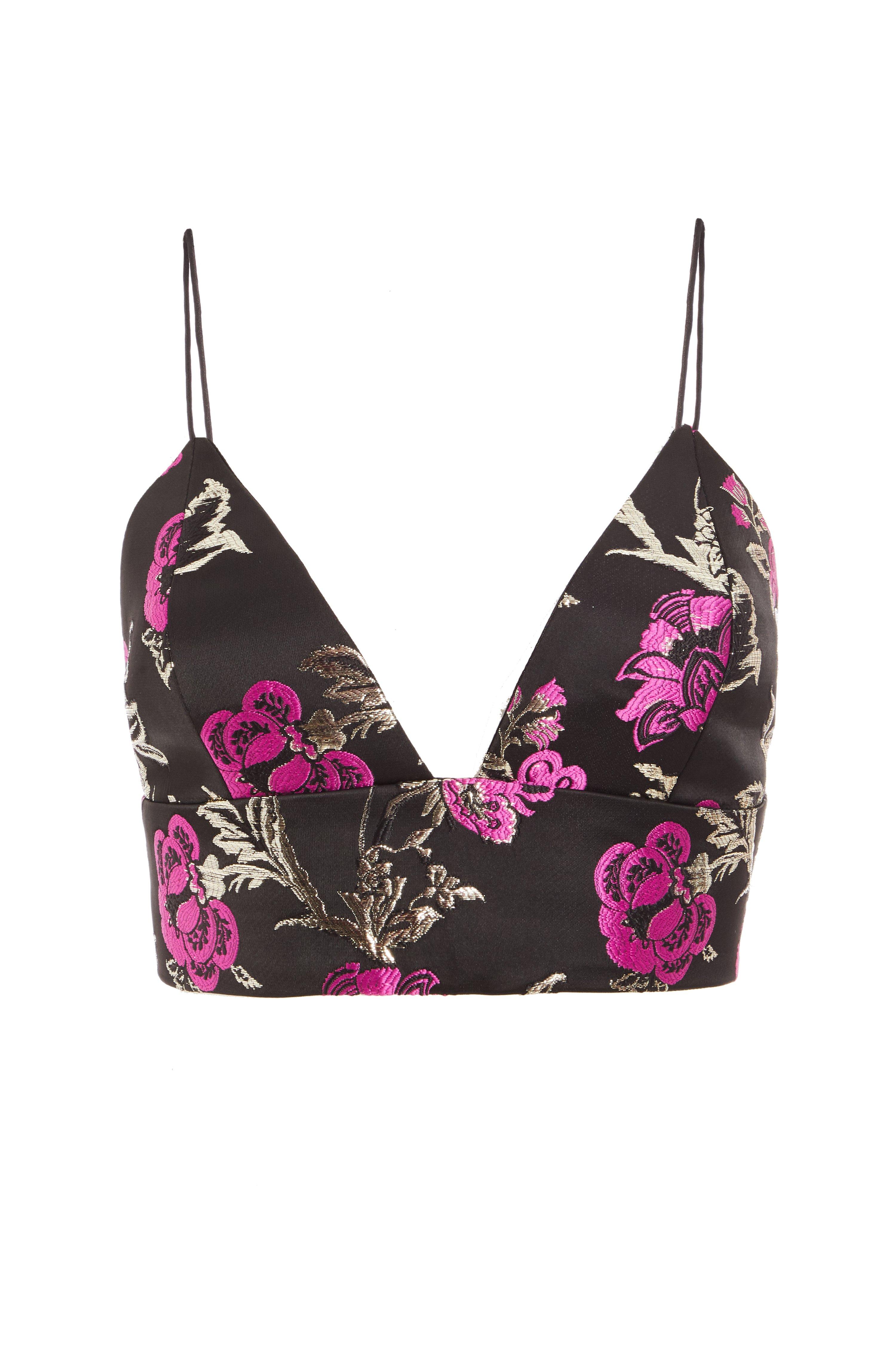 Black & Pink crop Top Quiz Clothing