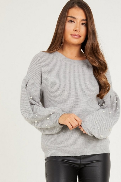 Grey Pearl Knitted Jumper