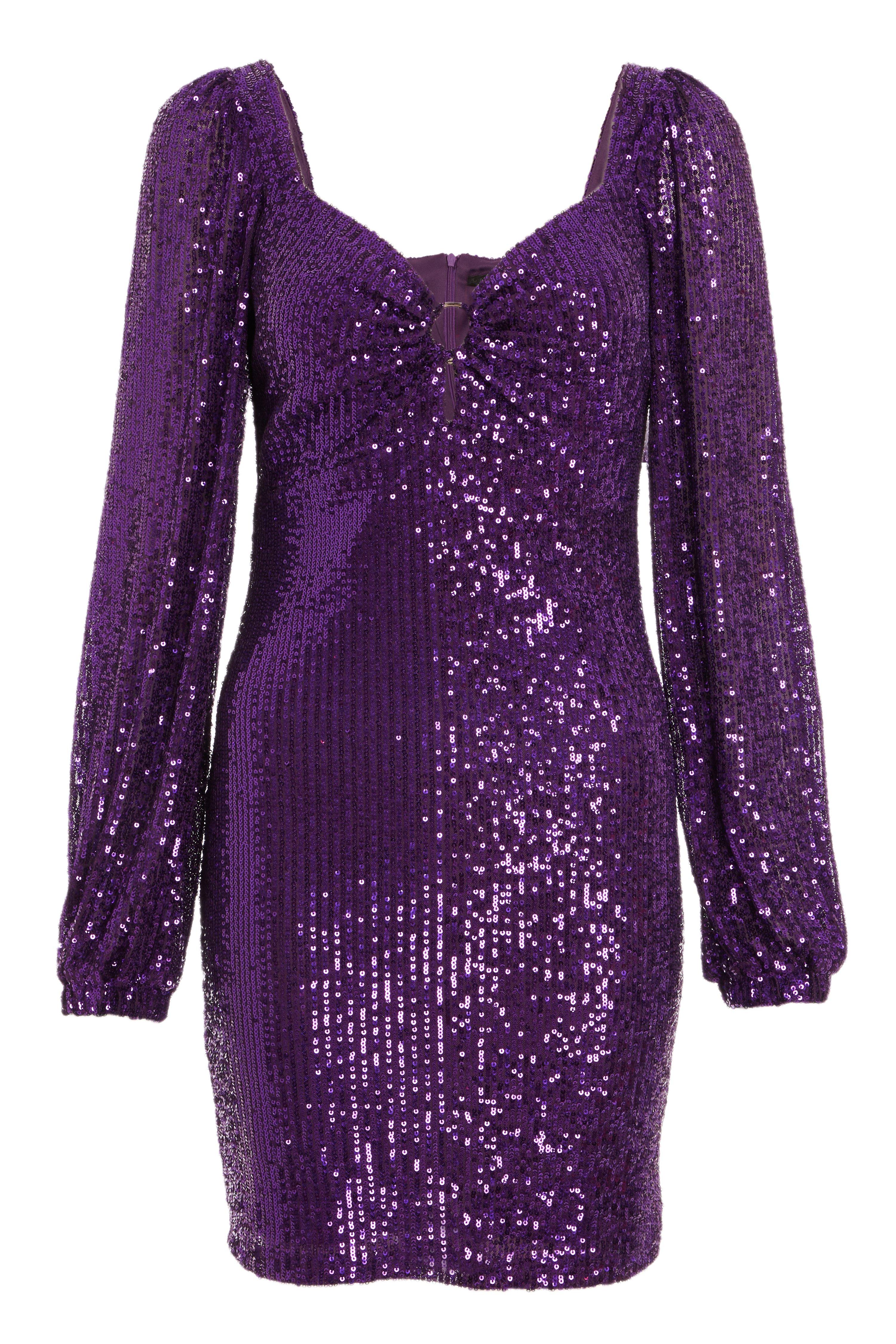 purple sequin dress outfit