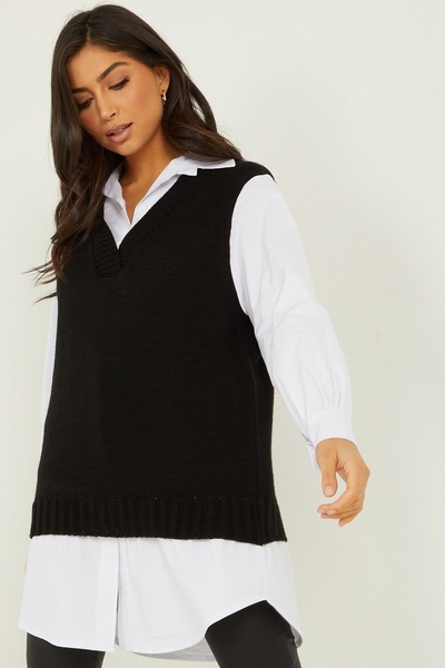 Black Knitted Tunic Top