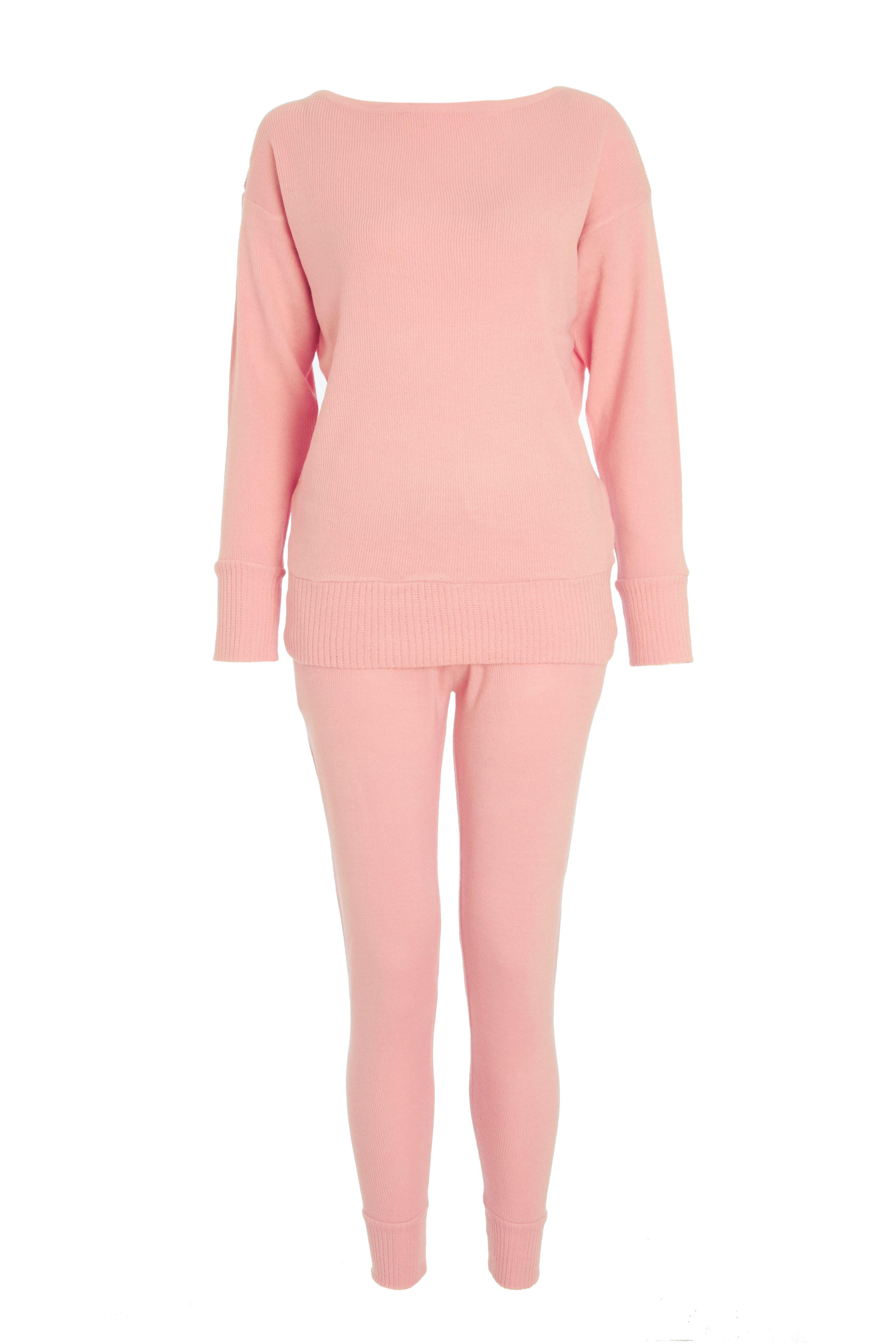 pink knitted lounge suit