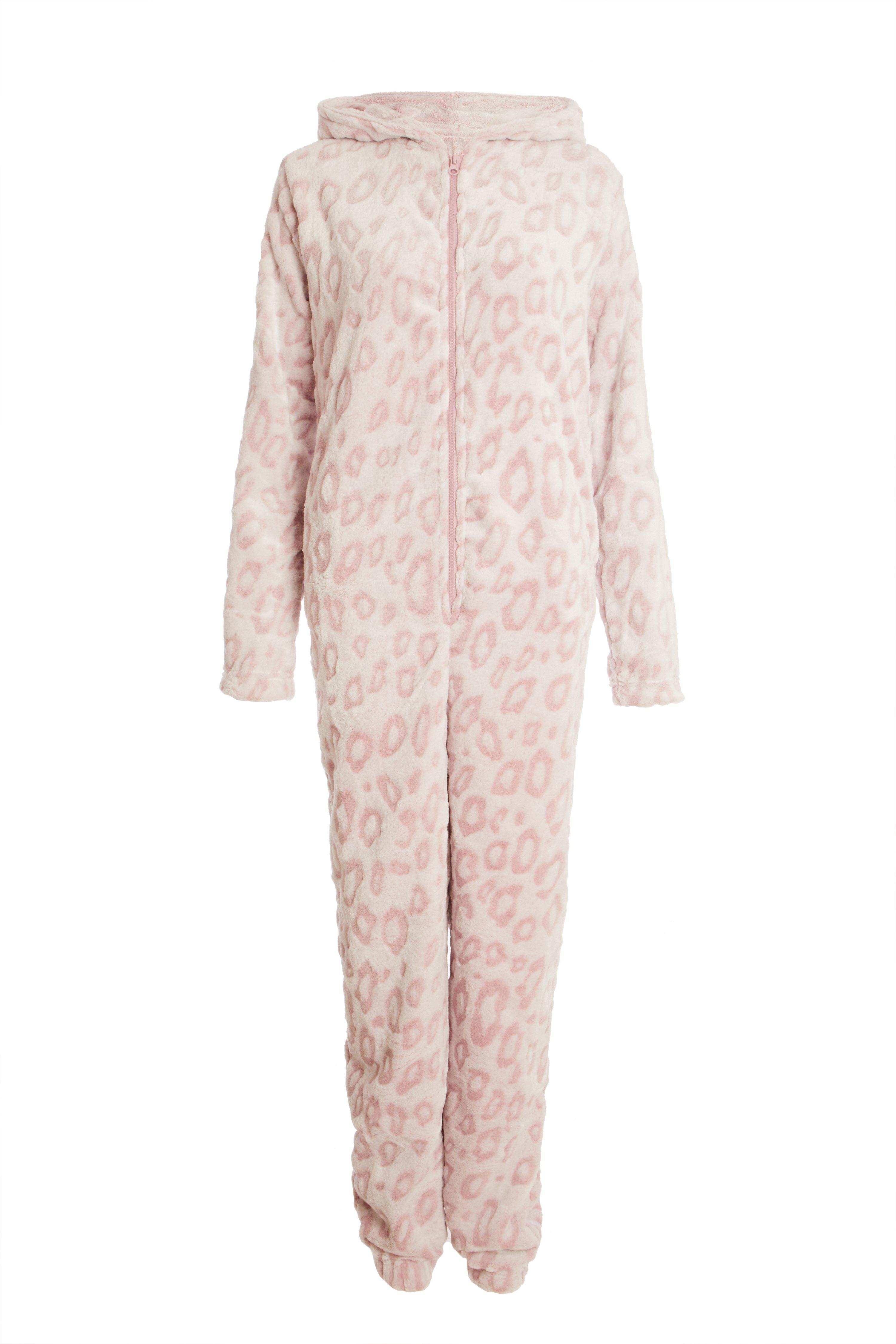 Pink Leopard Print Onesie - Quiz Clothing