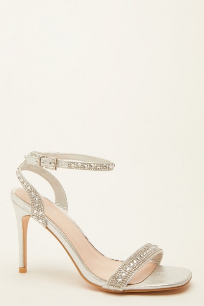 Silver Diamante Heeled Sandals